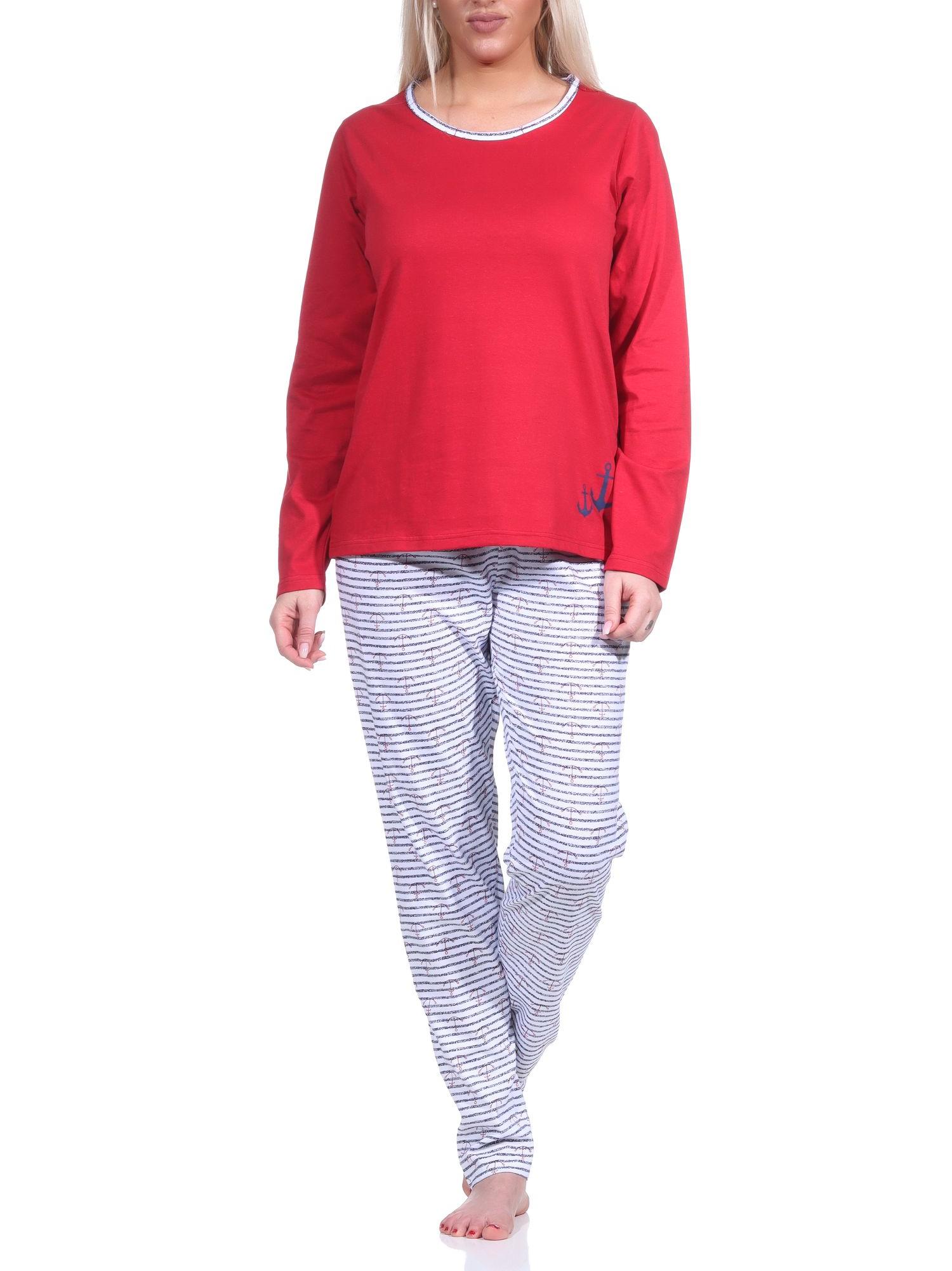 Damen Pyjama, langer Schlafanzug in Streifen Optik - MARITIM - 123 201 10 151
