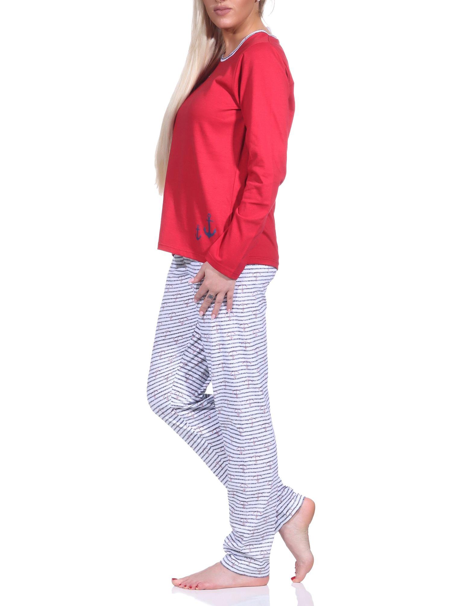 Damen Pyjama, langer Schlafanzug in Streifen Optik - MARITIM - 123 201 10 151