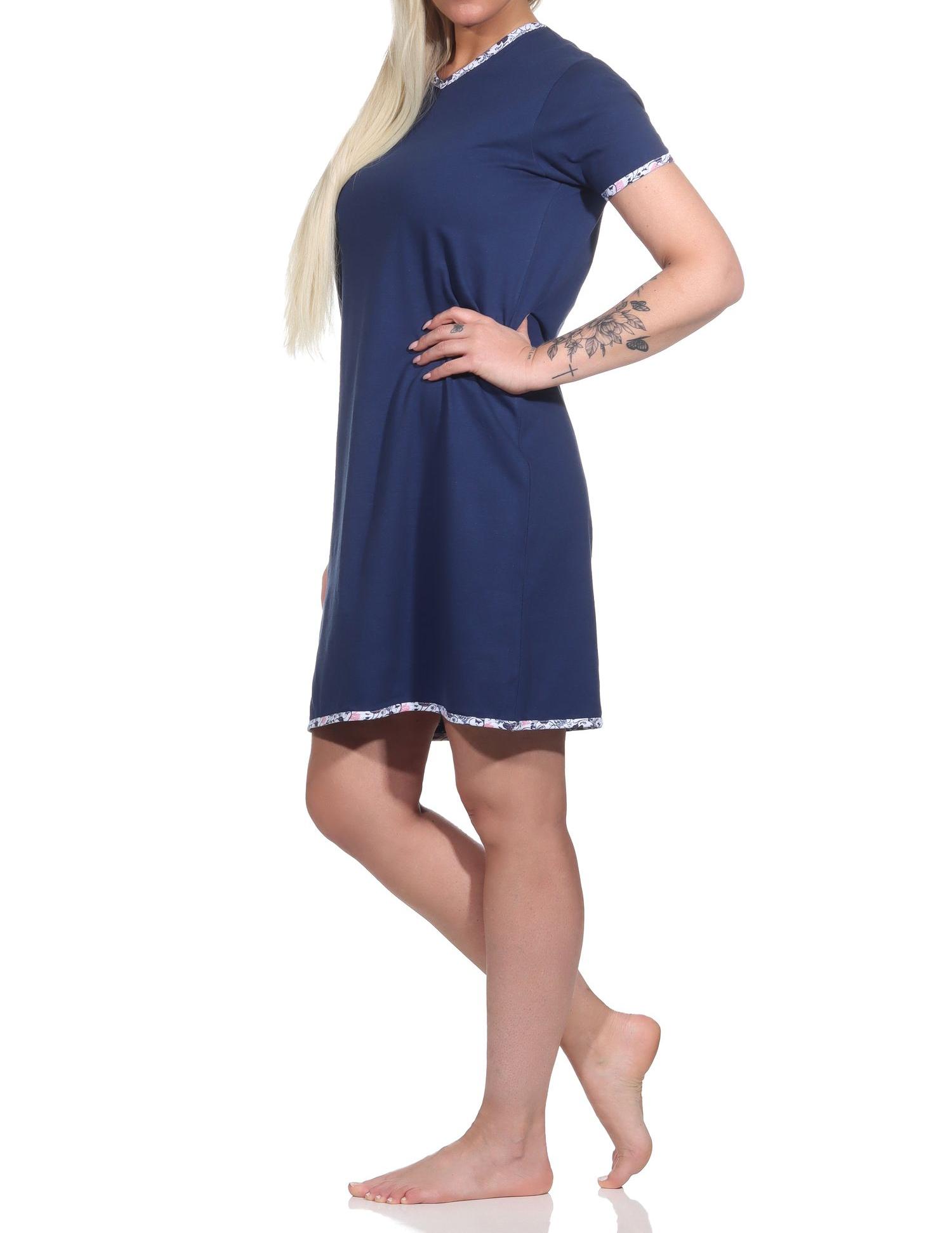 Florales Damen Nachthemd mit V-Ausschnitt, kurzes Bigshirt - 123 214 10 152