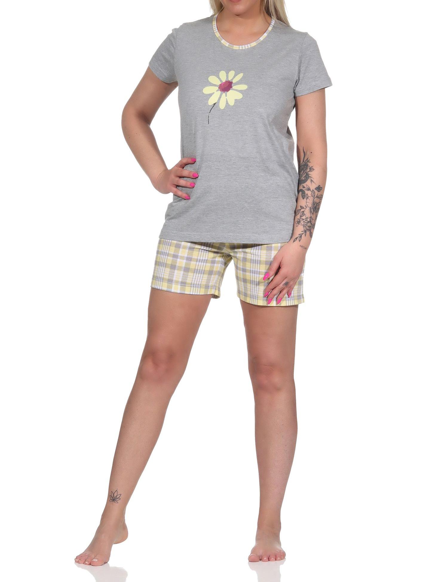 Sommerlicher Damen Pyjama, kurzarm Shorty mit Font-Print - 112 205 10 733