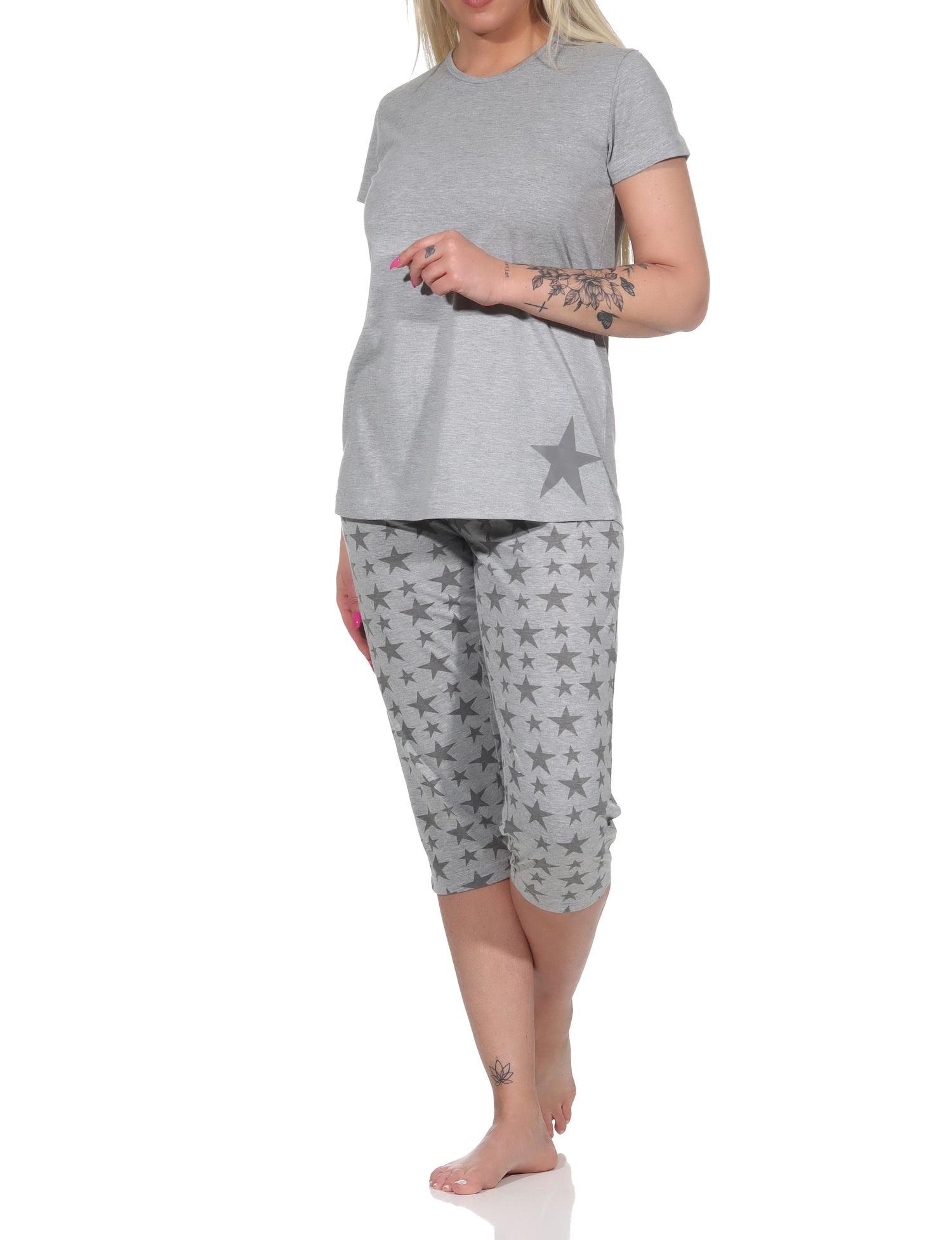 Damen Capri Pyjama, Schlafanzug mit Sternen - 112 204 10 735