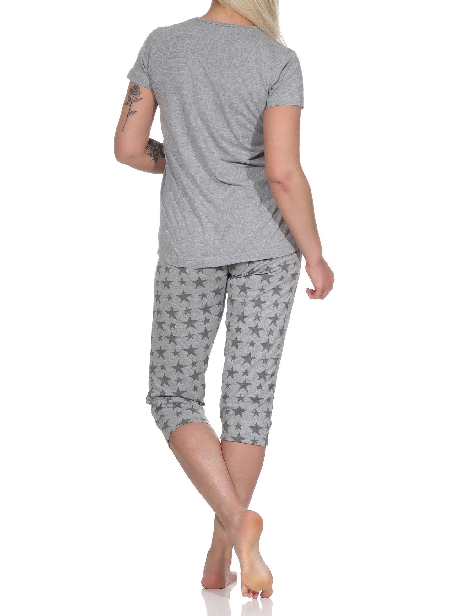 Damen Capri Pyjama, Schlafanzug mit Sternen - 112 204 10 735