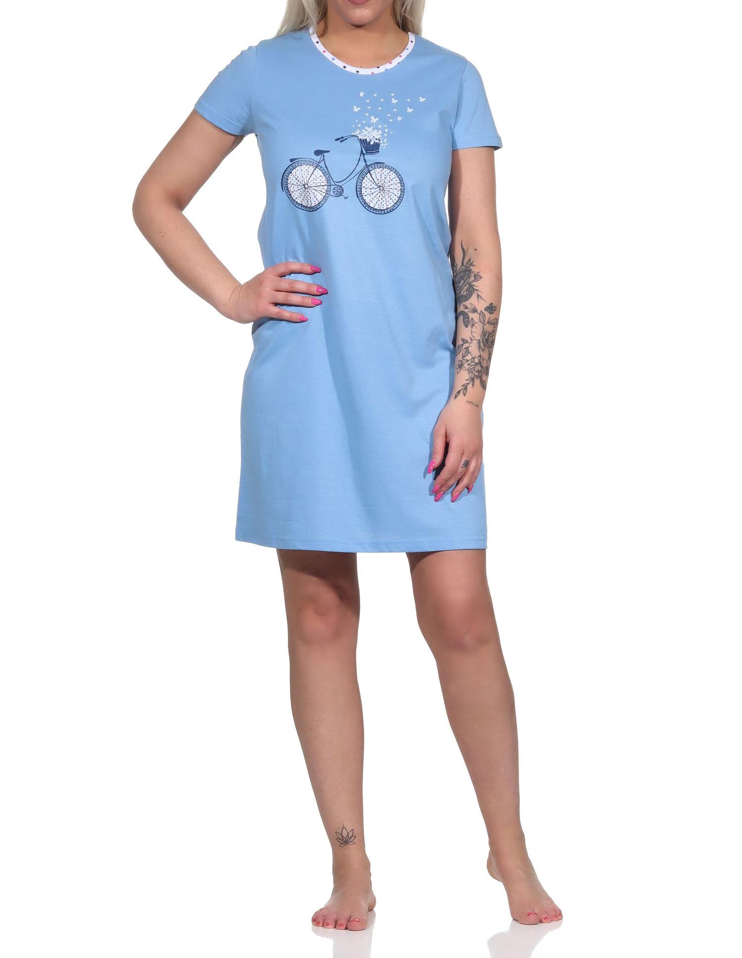 Kurzes Damen Nachthemd Bigshirt mit Fahrrad-Motiv - 112 214 10 736 Kurzes Damen Nachthemd Bigshirt mit Fahrrad-Motiv - 112 214 10 736