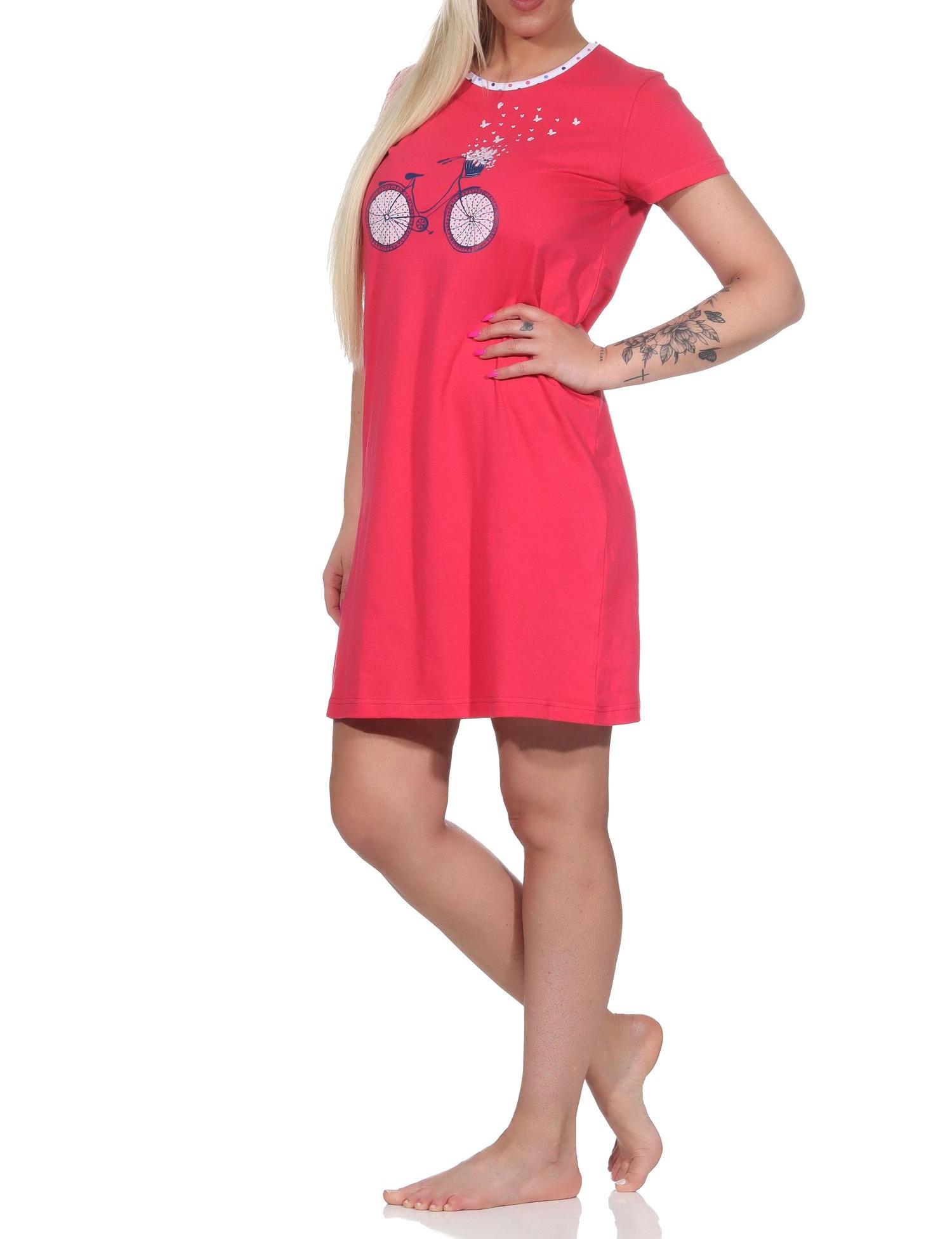 Kurzes Damen Nachthemd Bigshirt mit Fahrrad-Motiv - 112 214 10 736 Kurzes Damen Nachthemd Bigshirt mit Fahrrad-Motiv - 112 214 10 736