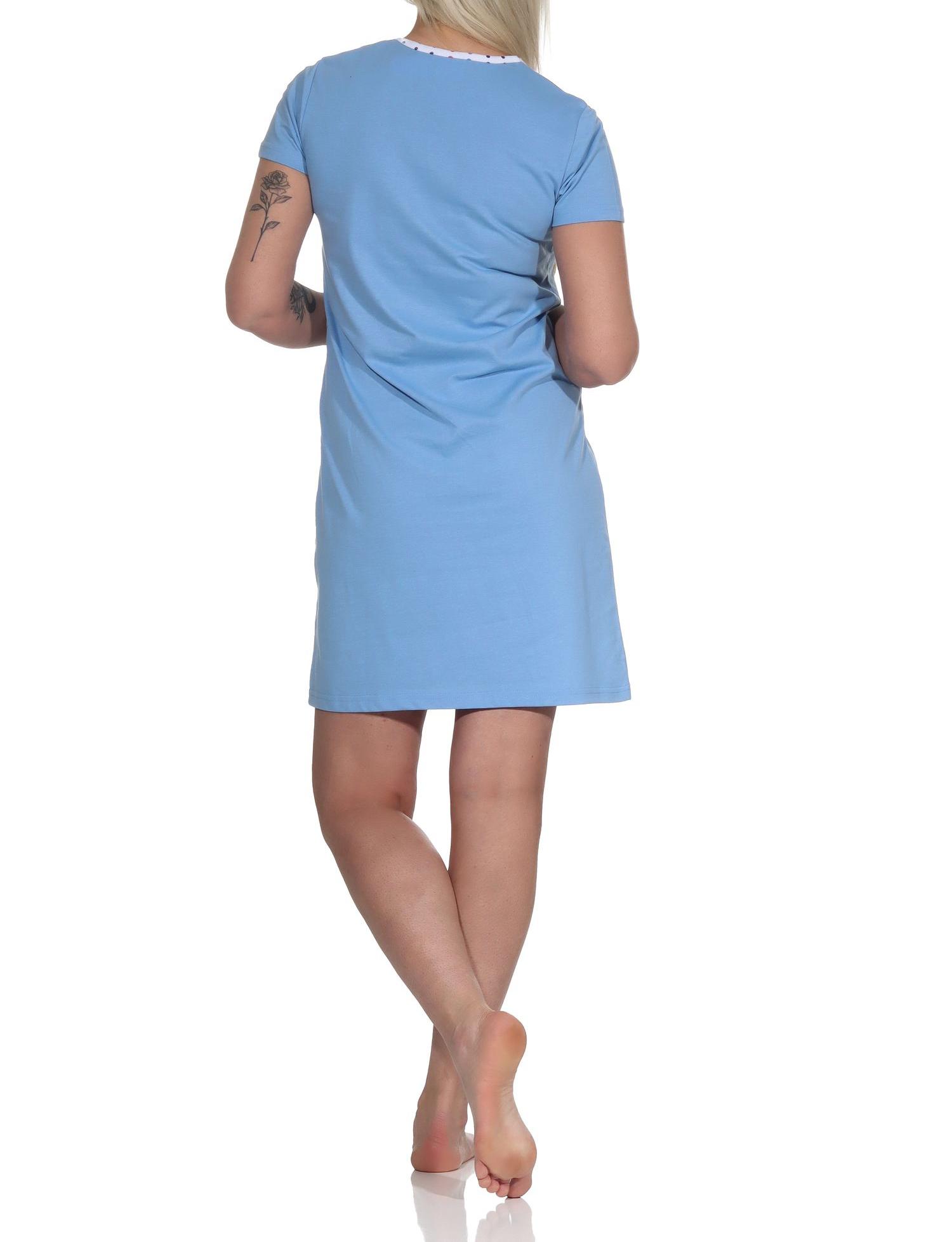 Kurzes Damen Nachthemd Bigshirt mit Fahrrad-Motiv - 112 214 10 736