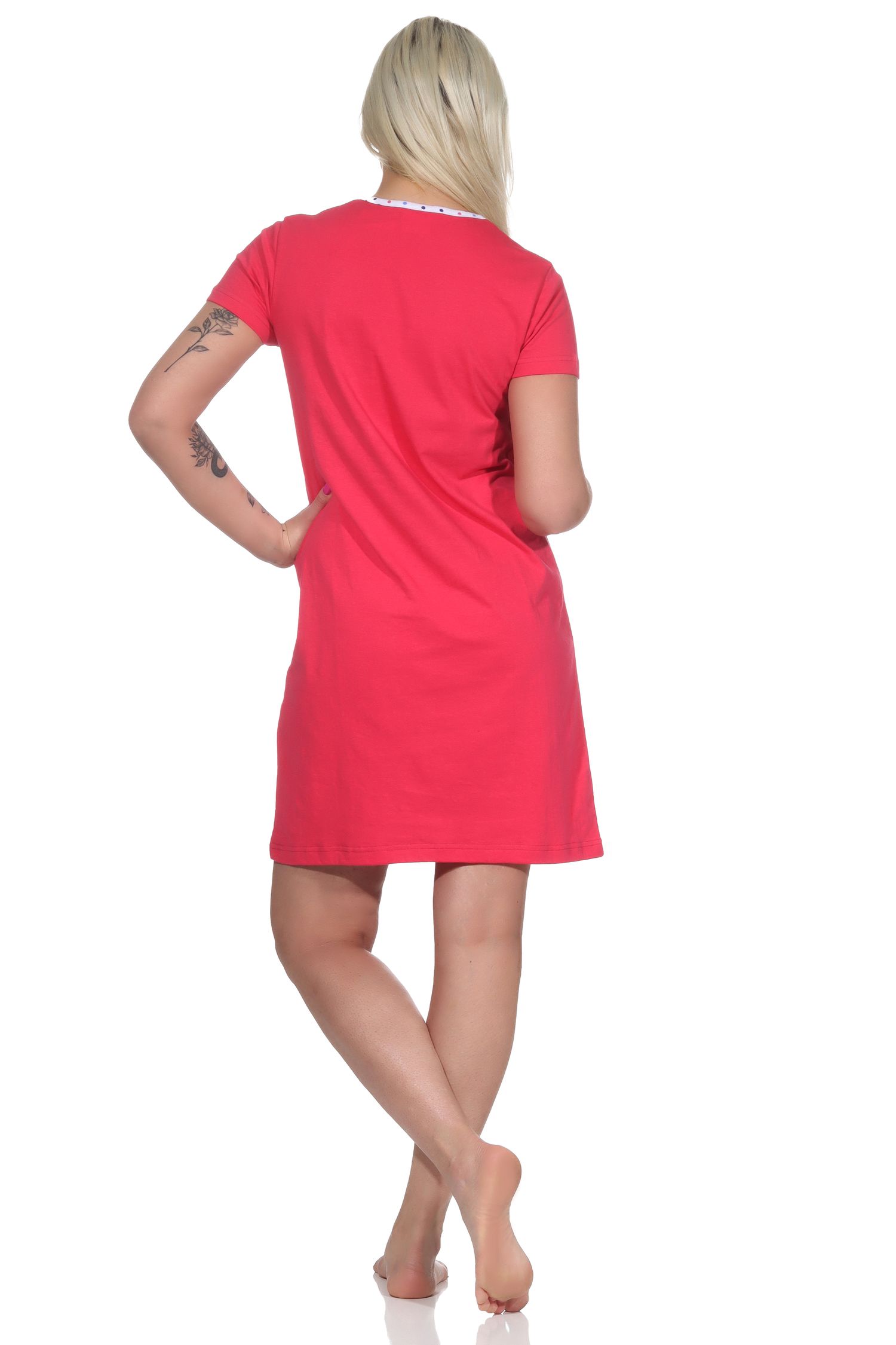 Kurzes Damen Nachthemd Bigshirt mit Fahrrad-Motiv - 112 214 10 736
