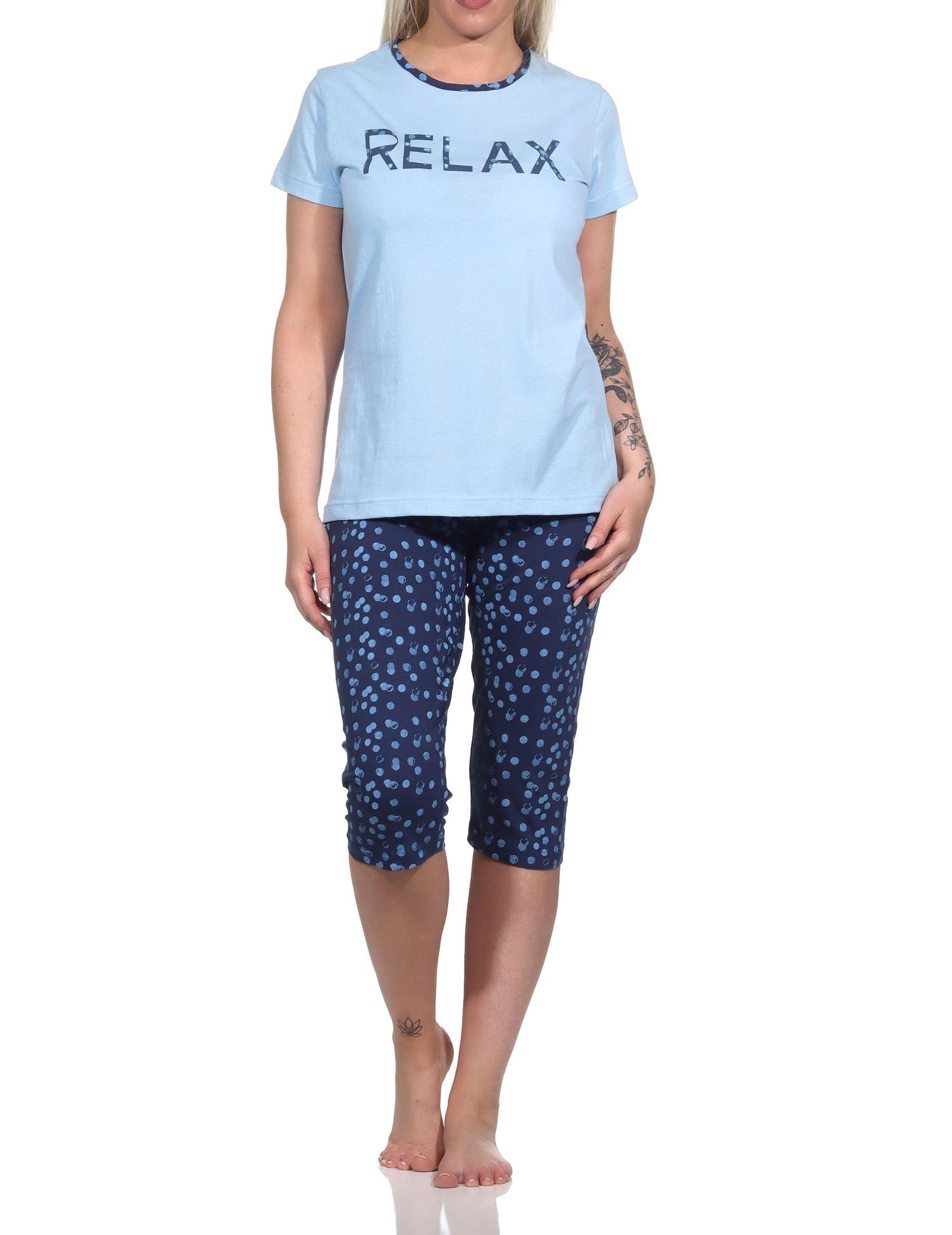 Damen Capri Pyjama, lässiger Schlafanzug "RELAX" - 122 204 10 757