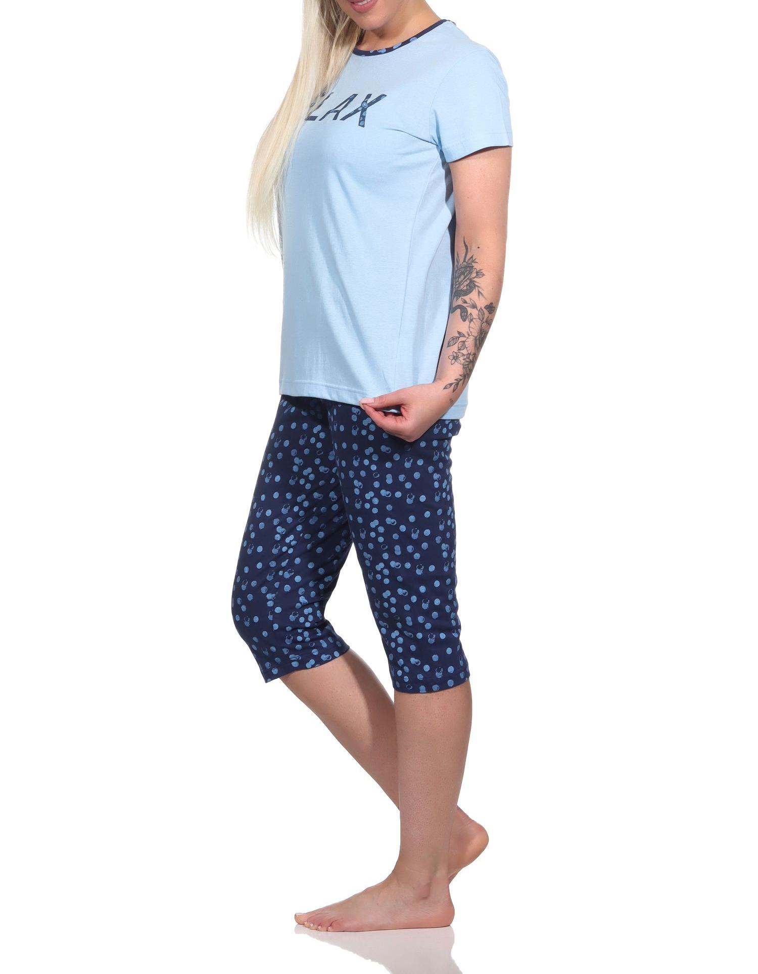 Damen Capri Pyjama, lässiger Schlafanzug "RELAX" - 122 204 10 757