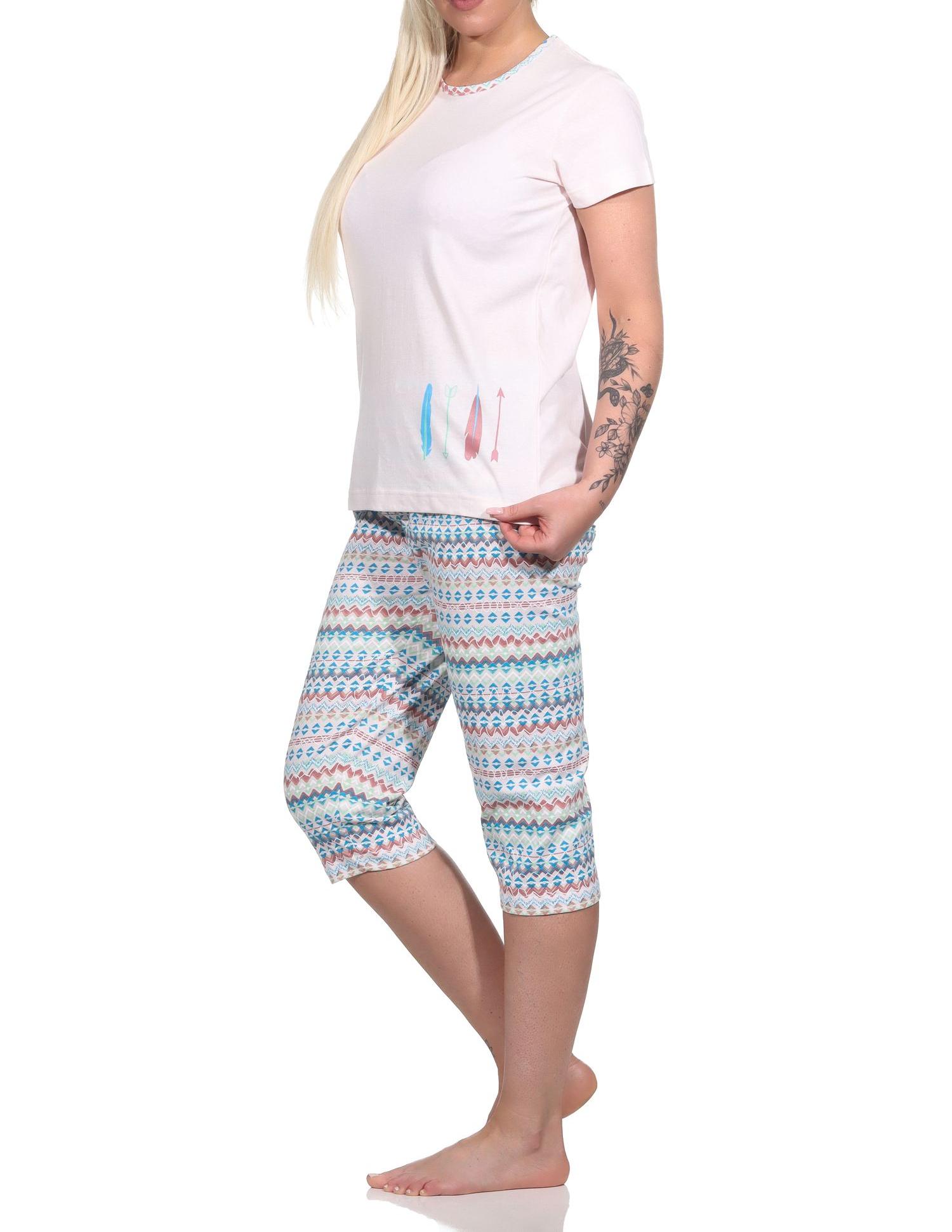 Damen Capri Pyjama, Schlafanzug mit verspieltem Muster - 112 204 10 754 Damen Capri Pyjama, Schlafanzug mit verspieltem Muster - 112 204 10 754