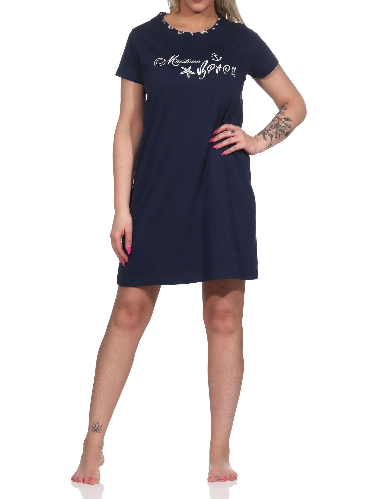 Kurzarm Nachthemd Damen in maritimer Optik -122 214 10 753