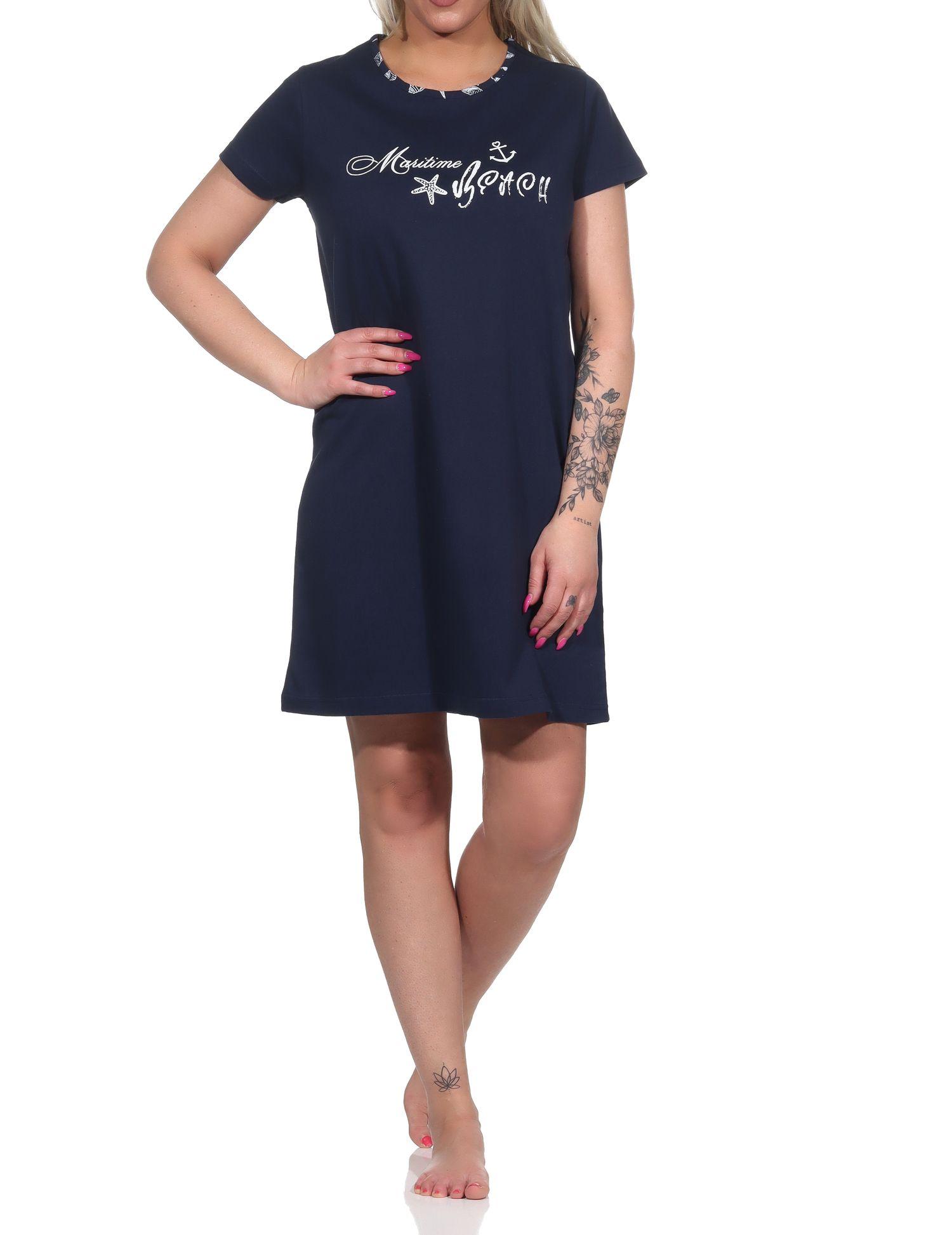Kurzarm Nachthemd Damen in maritimer Optik -122 214 10 753