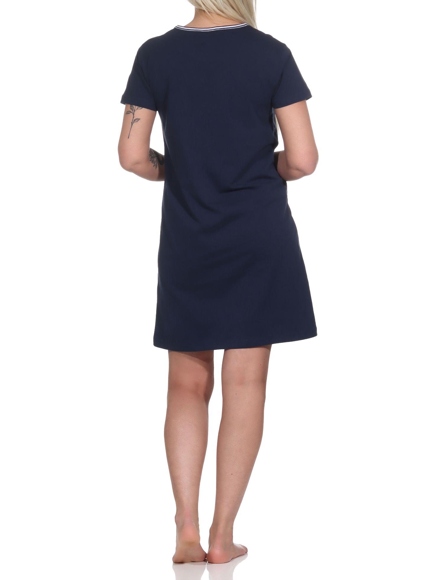 Maritimes Damen kurzarm Nachthemd mit Anker-Motiv - 122 214 10 755 Maritimes Damen kurzarm Nachthemd mit Anker-Motiv - 122 214 10 755