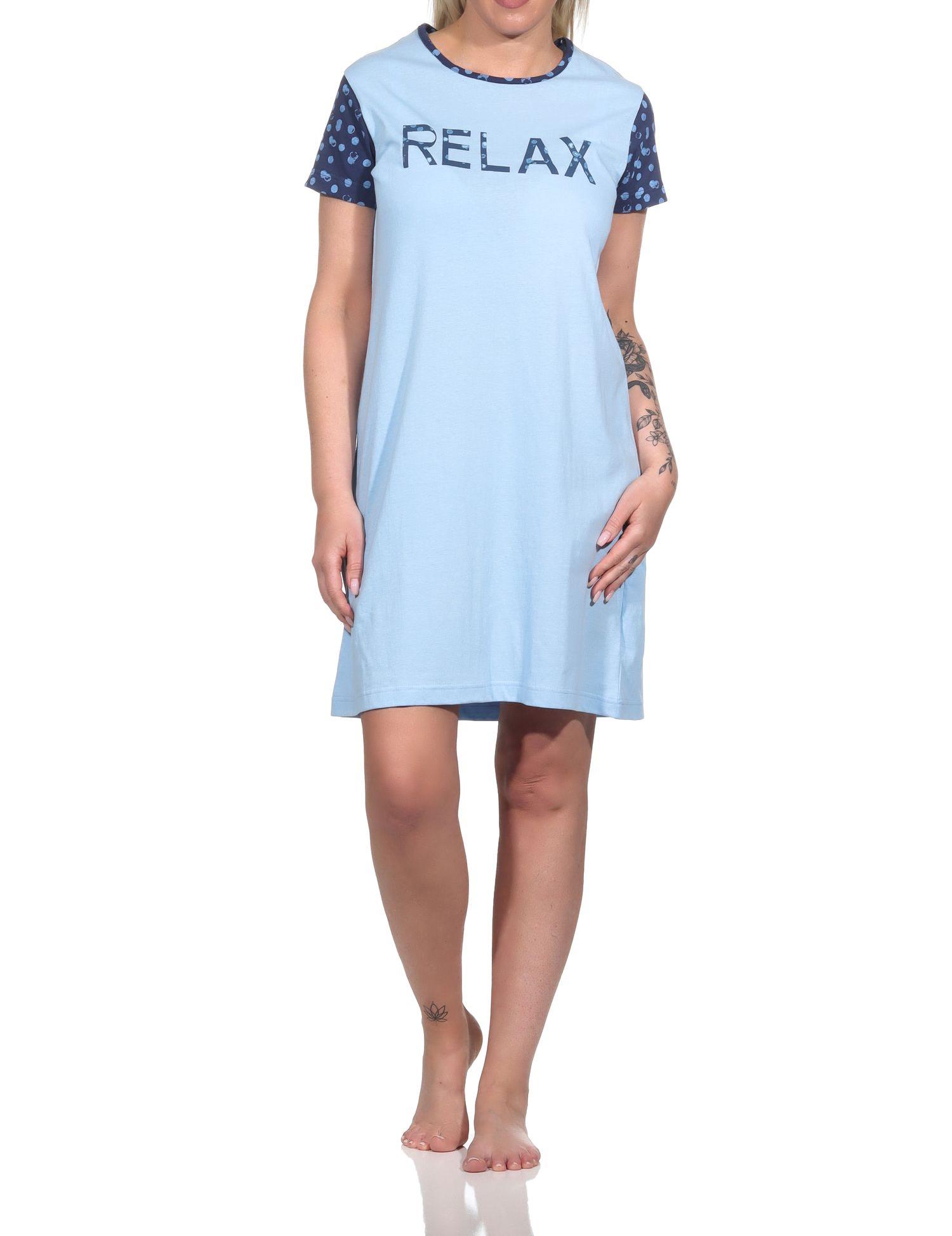 Kurzarm Damen Nachthemd im Casual Look - 122 214 10 757