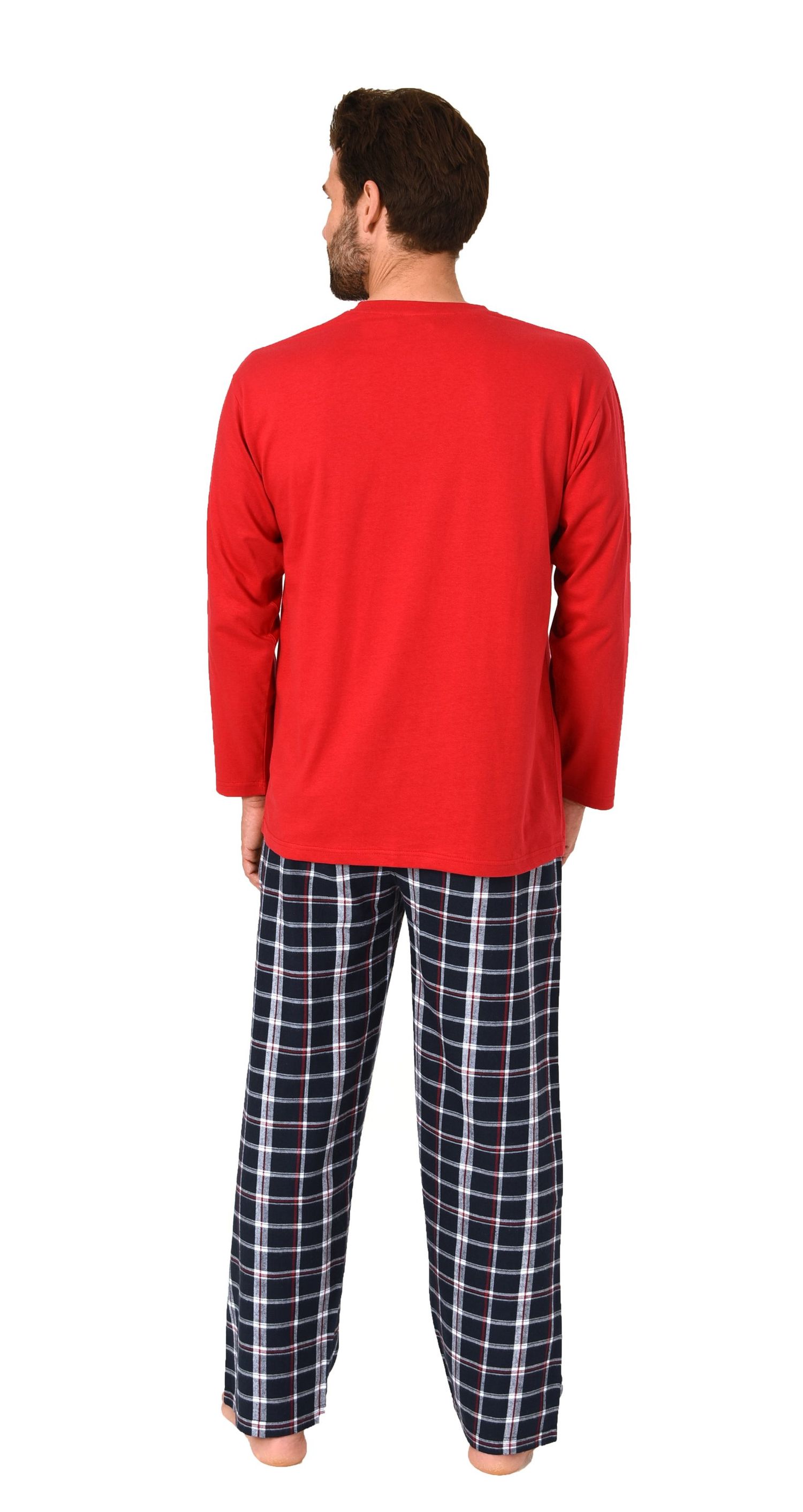 Herren Schlafanzug lang, Pyjama mit Flanell-Hose in Karo-Optik Herren Schlafanzug lang, Pyjama mit Flanell-Hose in Karo-Optik