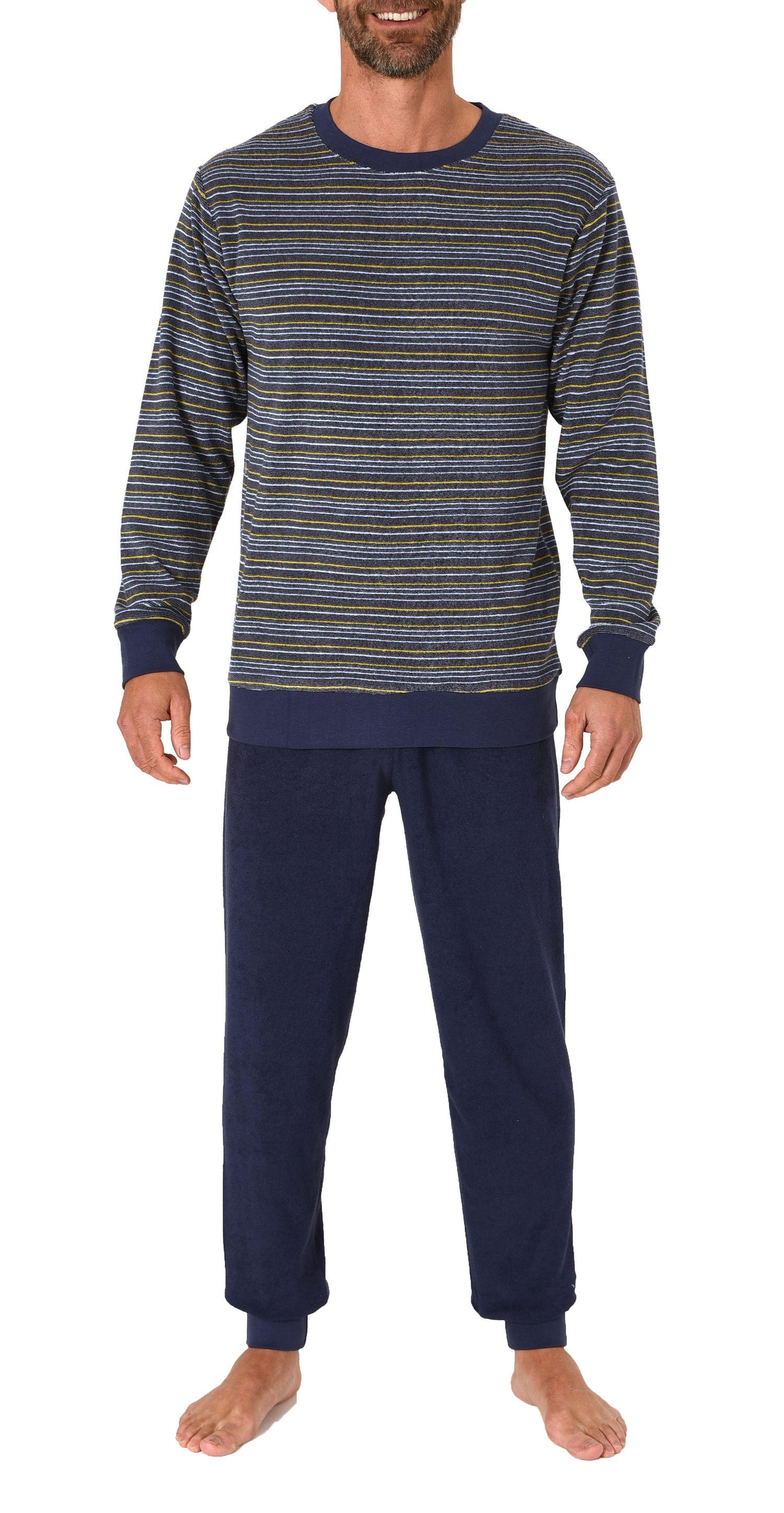Herren Frottee Schlafanzug lang, Pyjama mit feinem Ringel-Muster - auch in Übergröße Herren Frottee Schlafanzug lang, Pyjama mit feinem Ringel-Muster - auch in Übergröße