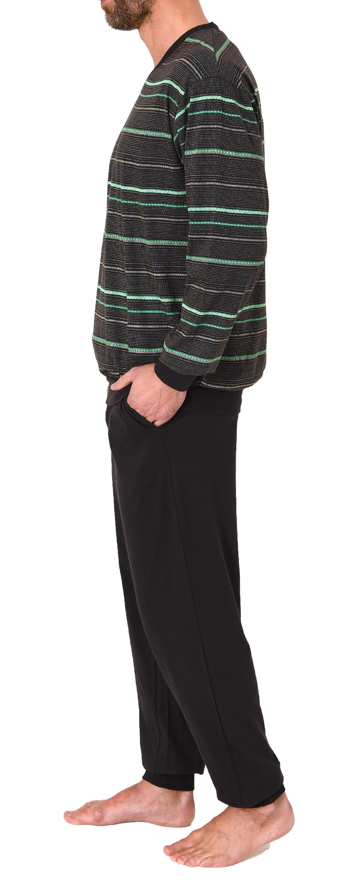 Herren Pyjama langarm mit Bündchen in edler Streifenoptik - auch in Übergrössen