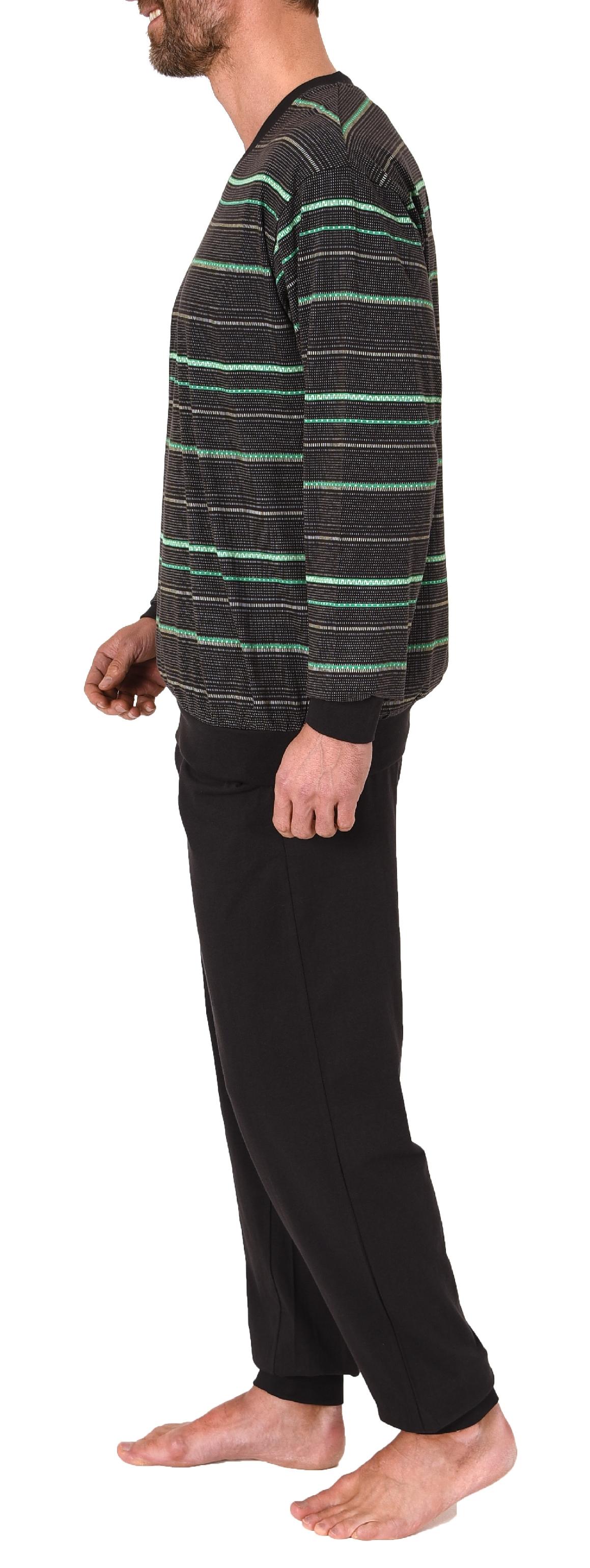 Herren Pyjama langarm mit Bündchen in edler Streifenoptik - auch in Übergrössen