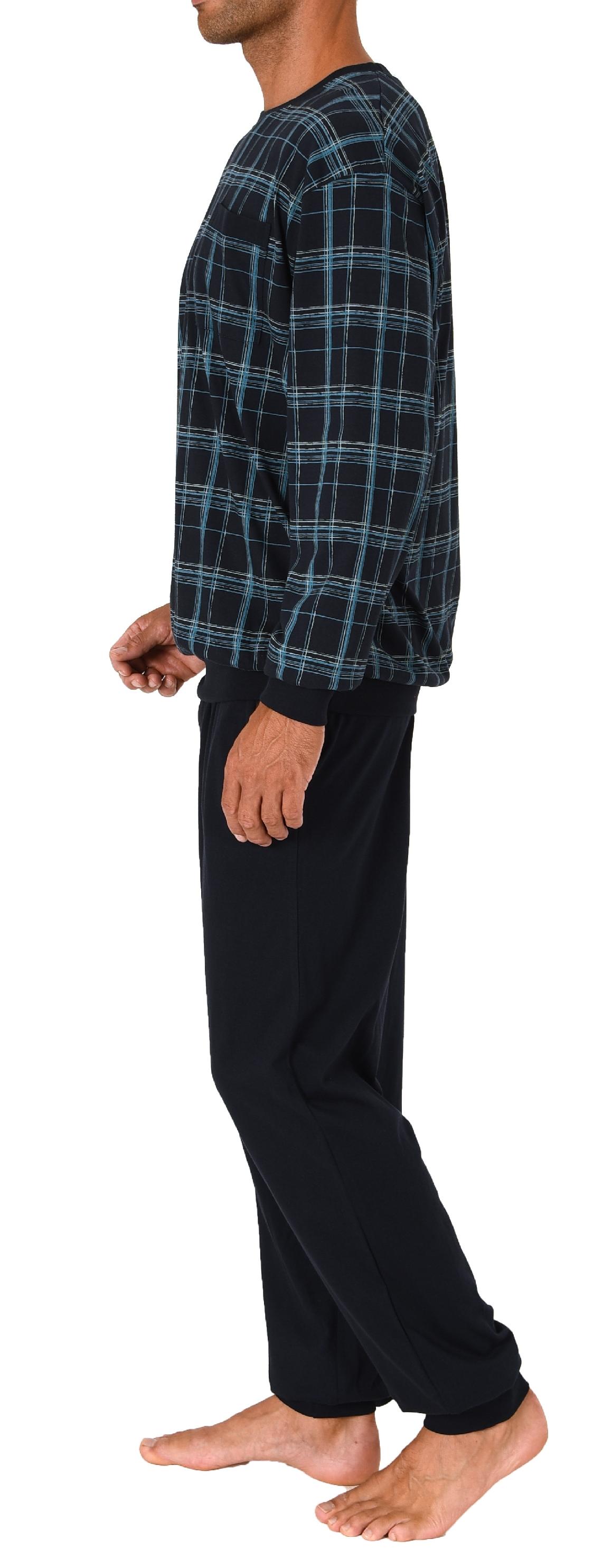 Herren Pyjama Schlafanzug mit Bündchen in edler Karo Optik - auch in Übergrößen