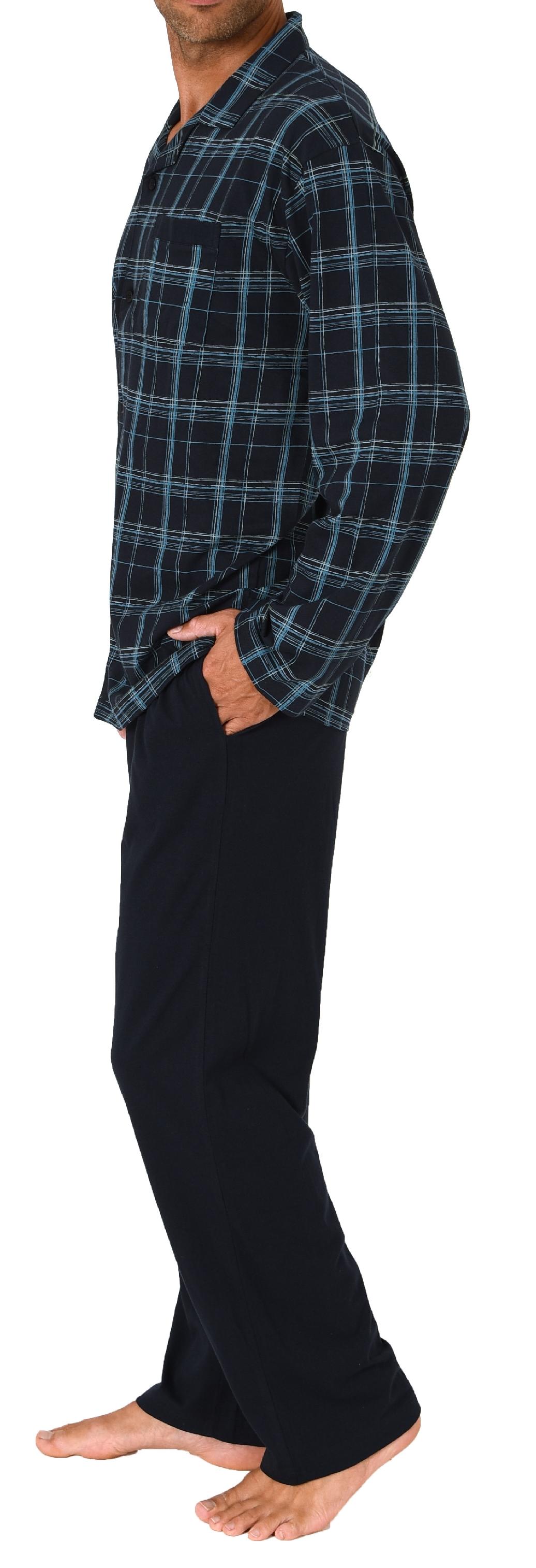 Herren Schlafanzug Pyjama zum durchknöpfen in edler Karo Optik - auch in Übergrössen