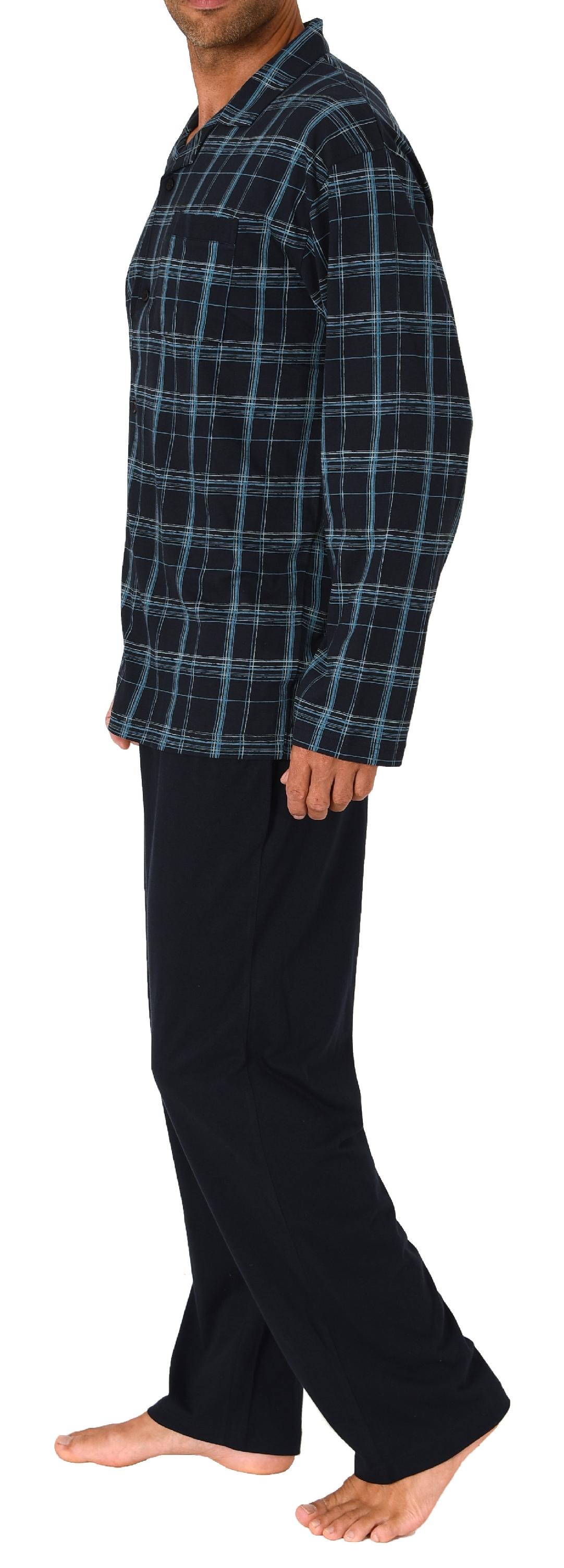 Herren Schlafanzug Pyjama zum durchknöpfen in edler Karo Optik - auch in Übergrössen