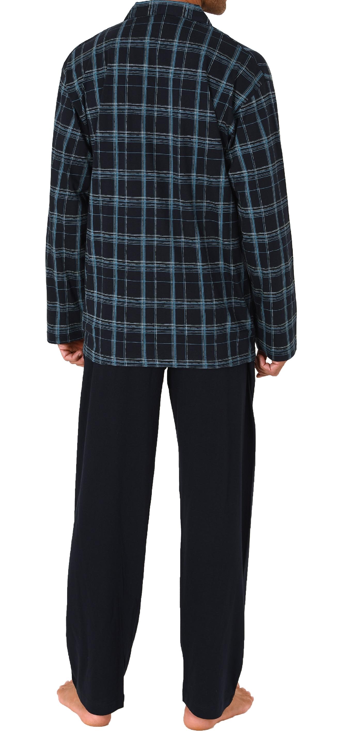 Herren Schlafanzug Pyjama zum durchknöpfen in edler Karo Optik - auch in Übergrössen