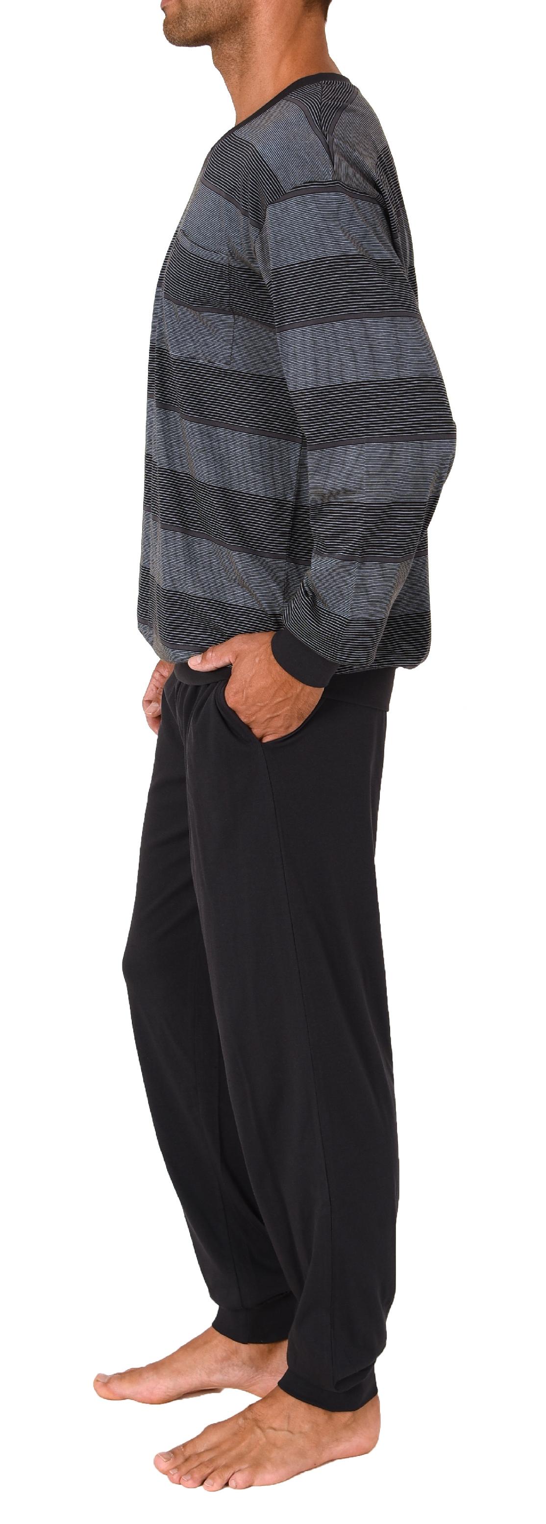Herren Schlafanzug mit Bündchen in wunderschöner Block-Streifenoptik - auch in Übergrössen