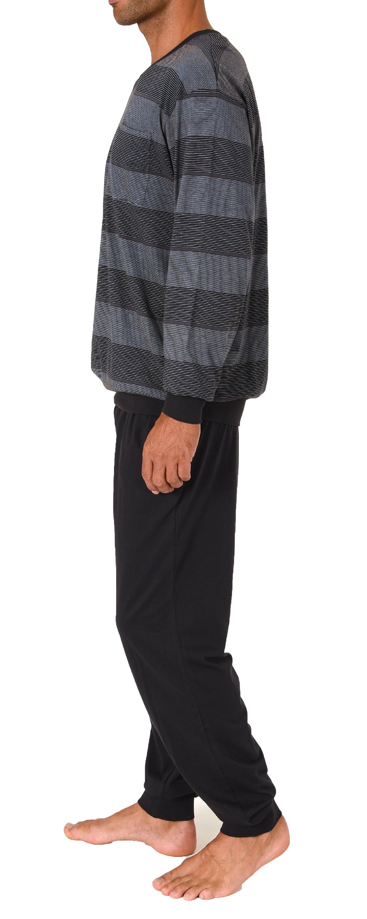 Herren Schlafanzug mit Bündchen in wunderschöner Block-Streifenoptik - auch in Übergrössen