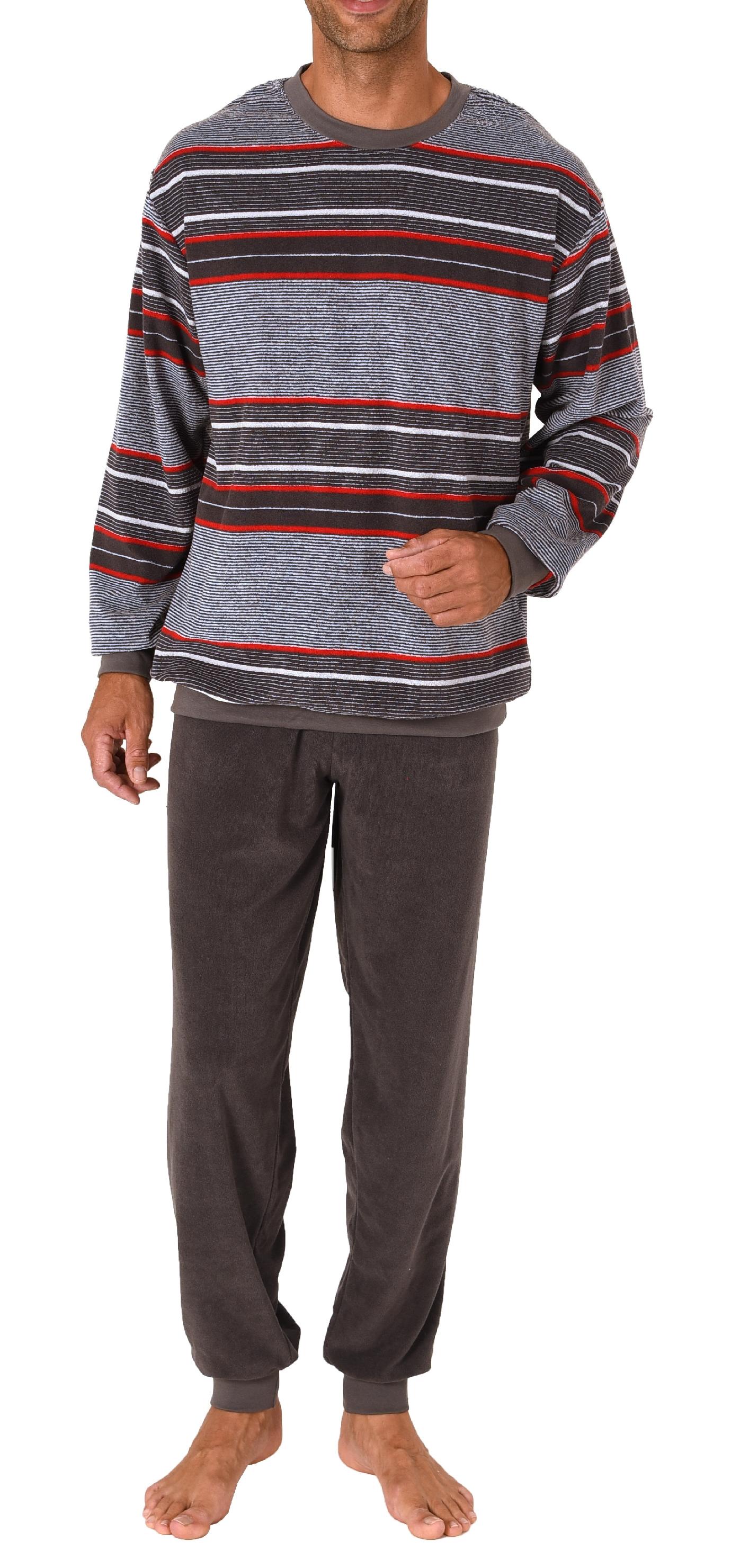 Herren Schlafanzug mit Bündchen in Frottee Qualität - auch in Übergrössen - Streifenoptik