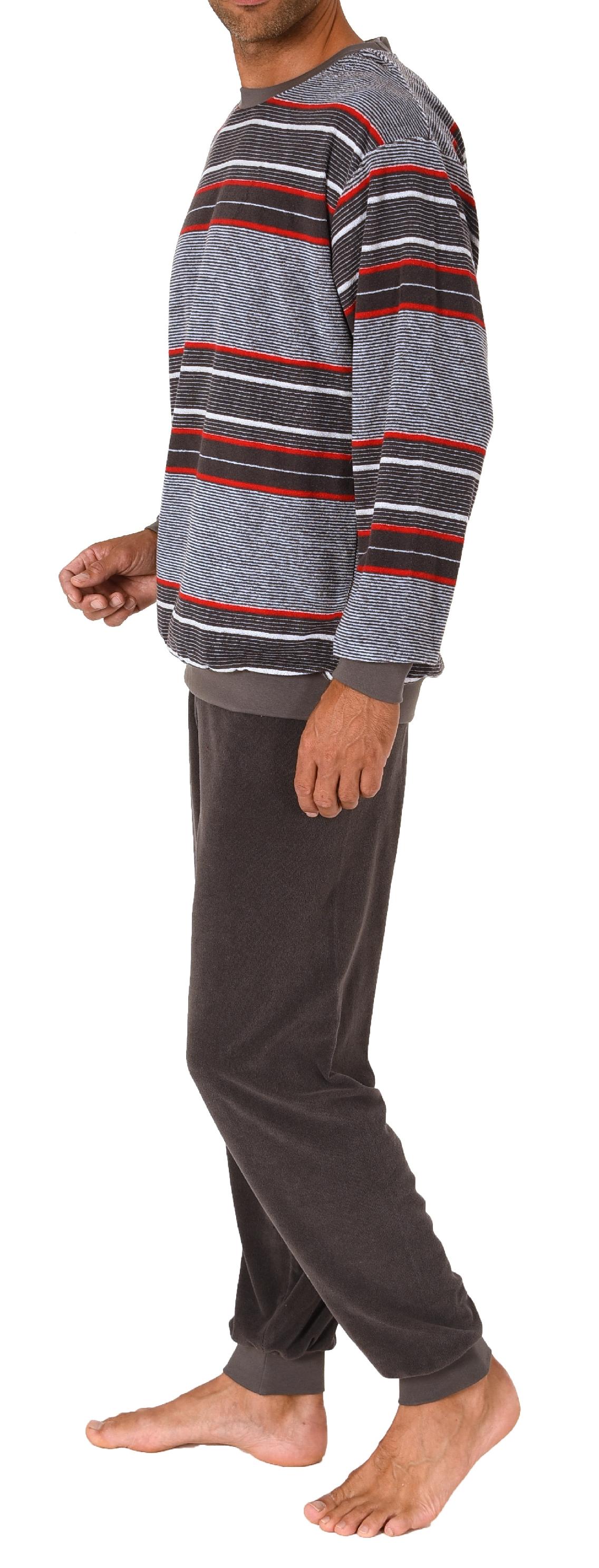 Herren Schlafanzug mit Bündchen in Frottee Qualität - auch in Übergrössen - Streifenoptik