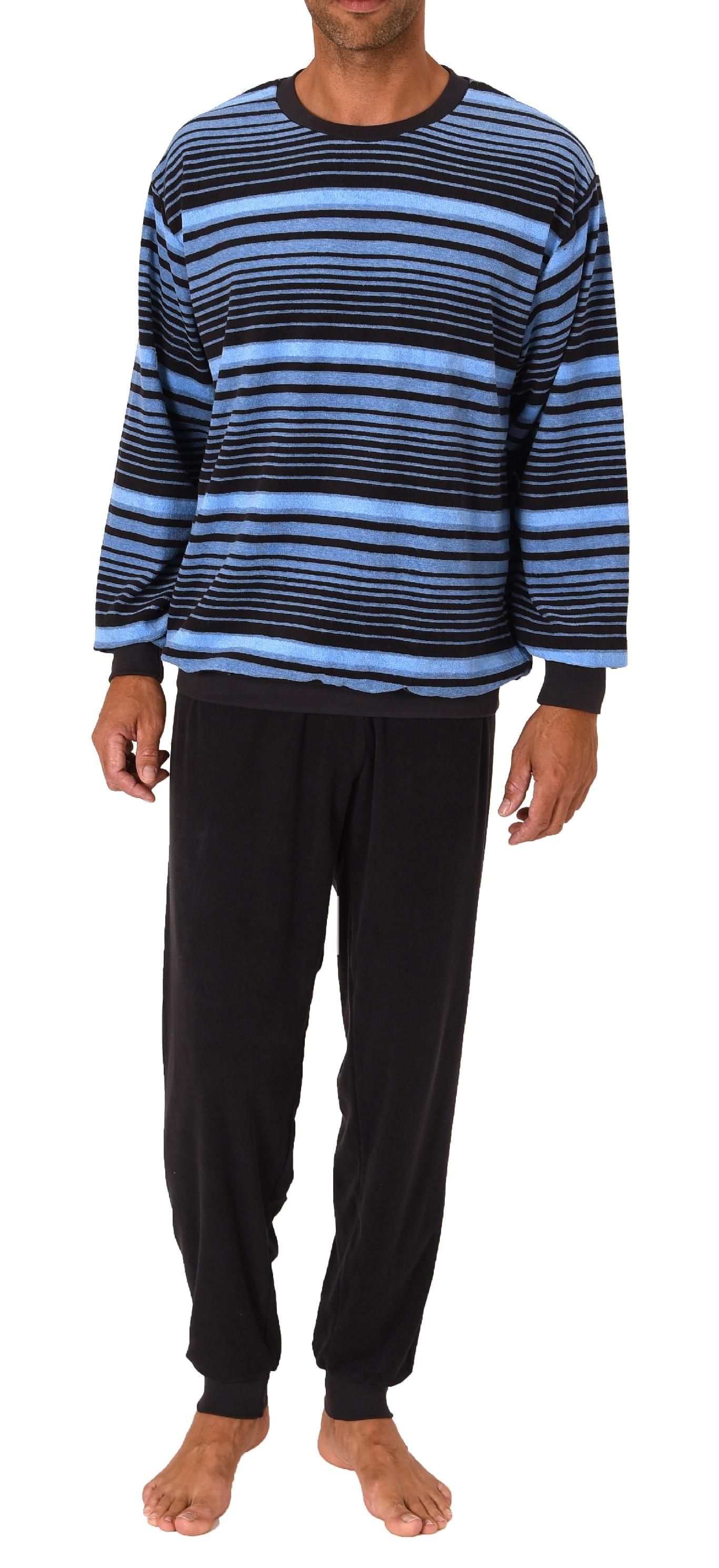 Edel aussehender Herren Frottee Schlafanzug langarm Pyjama mit Bündchen Edel aussehender Herren Frottee Schlafanzug langarm Pyjama mit Bündchen