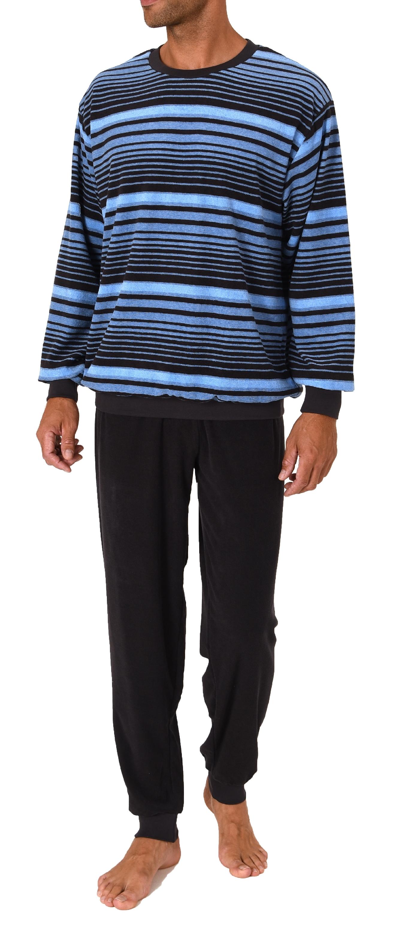 Edel aussehender Herren Frottee Schlafanzug langarm Pyjama mit Bündchen - 222 101 93 793 Edel aussehender Herren Frottee Schlafanzug langarm Pyjama mit Bündchen