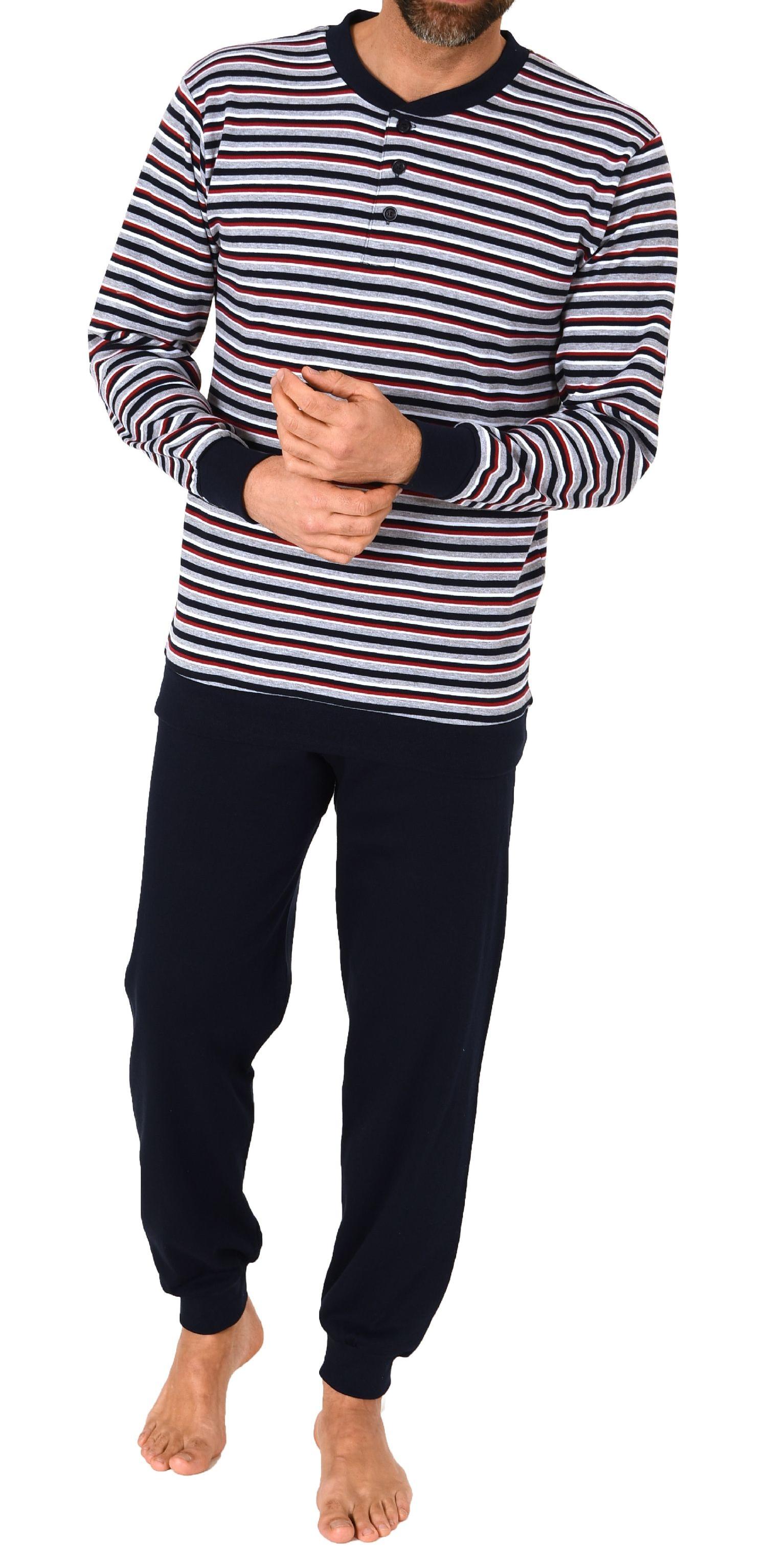 Herren Schlafanzug mit Bündchen in warmer Kuschel Interlock Qualität - auch in Übergrössen
