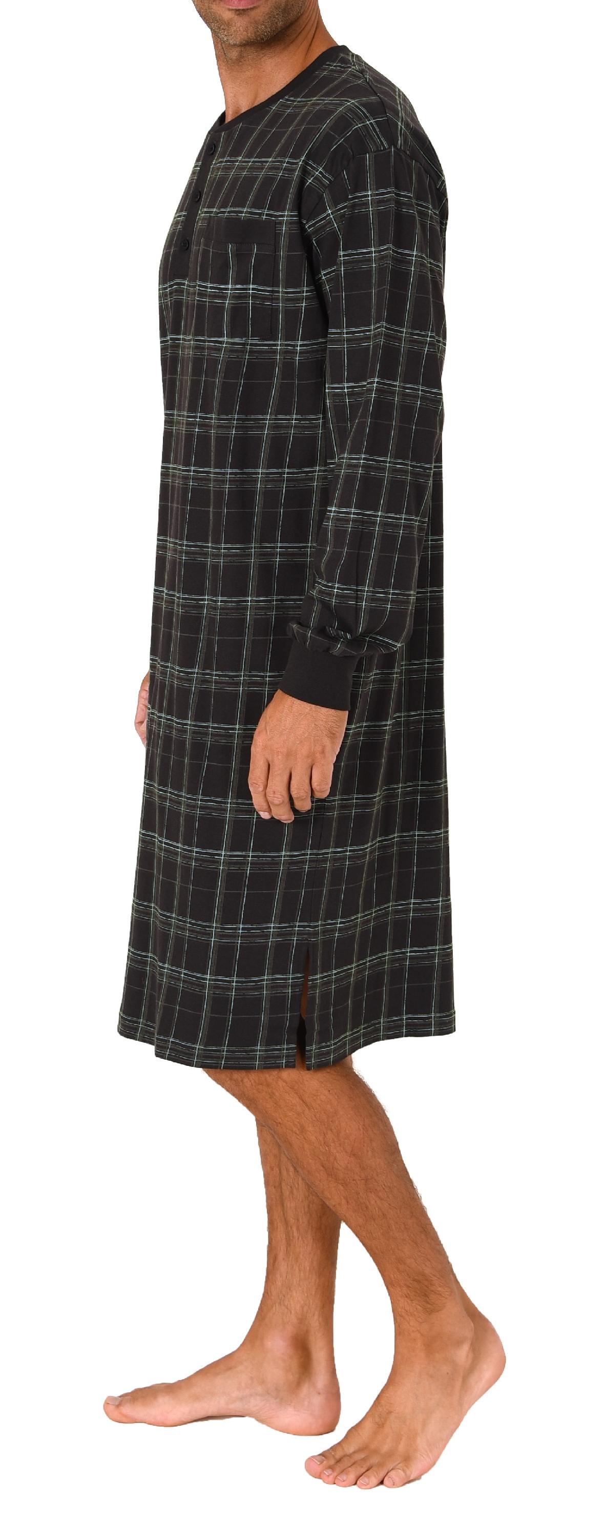Herren Nachthemd langarm mit Bündchen in Karo Optik - auch in Übergrössen