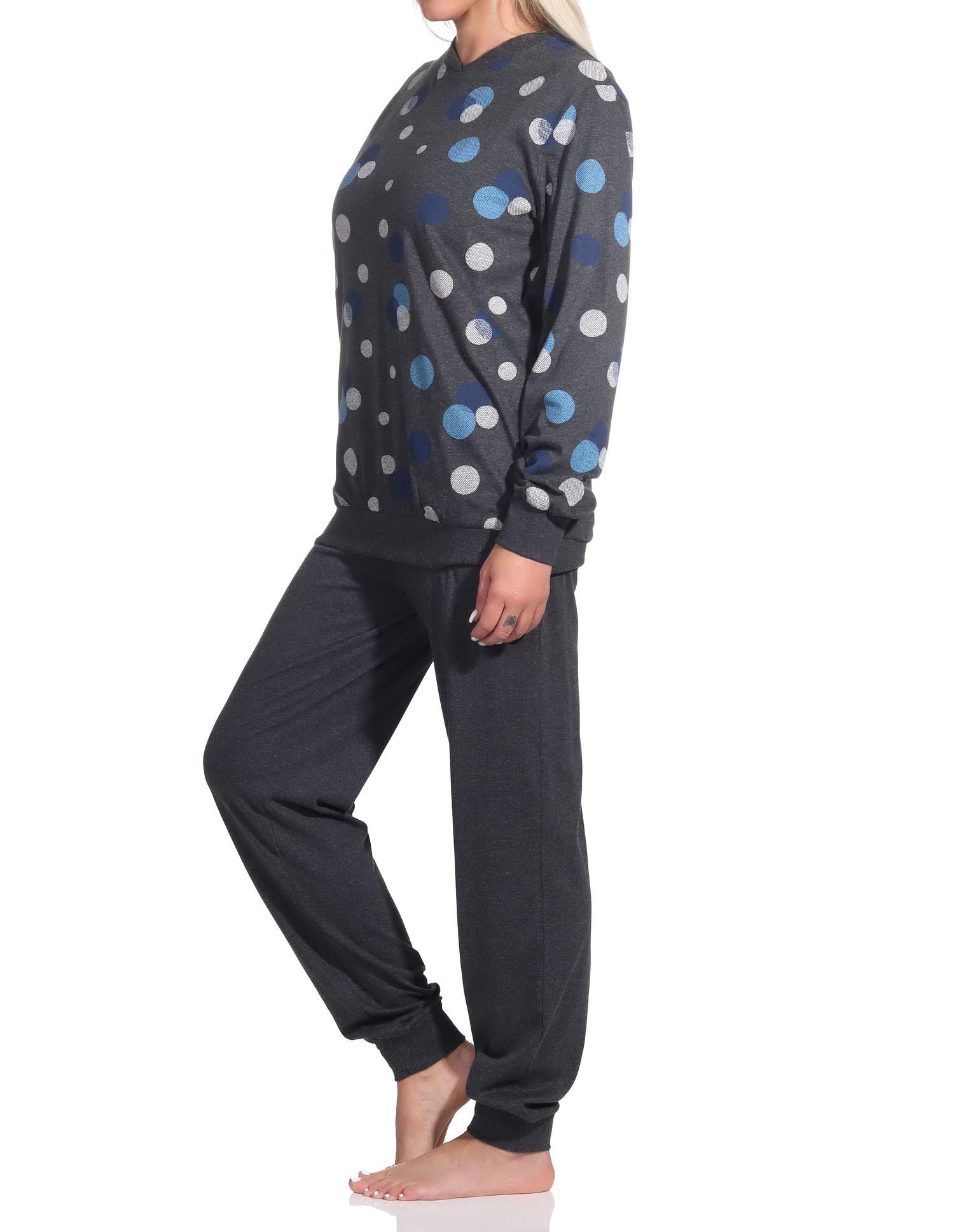 Damen Schlafanzug mit Bündchen in eleganter Tupfen / Punkte Optik - auch in Übergrössen - 222 201 90 750 Damen Schlafanzug mit Bündchen in eleganter Tupfen / Punkte Optik - auch in Übergrössen