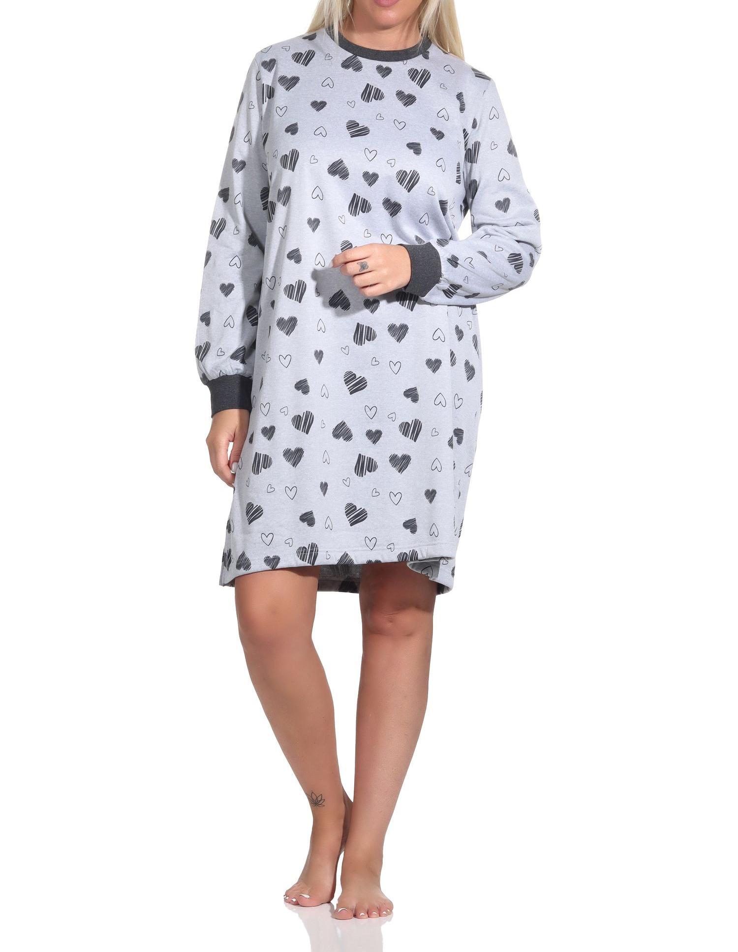 Damen Frottee Nachthemd langarm mit Bündchen in toller Herz Optik - auch in Übergröße - 222 213 93 138 Damen Frottee Nachthemd langarm mit Bündchen in toller Herz Optik - auch in Übergröße