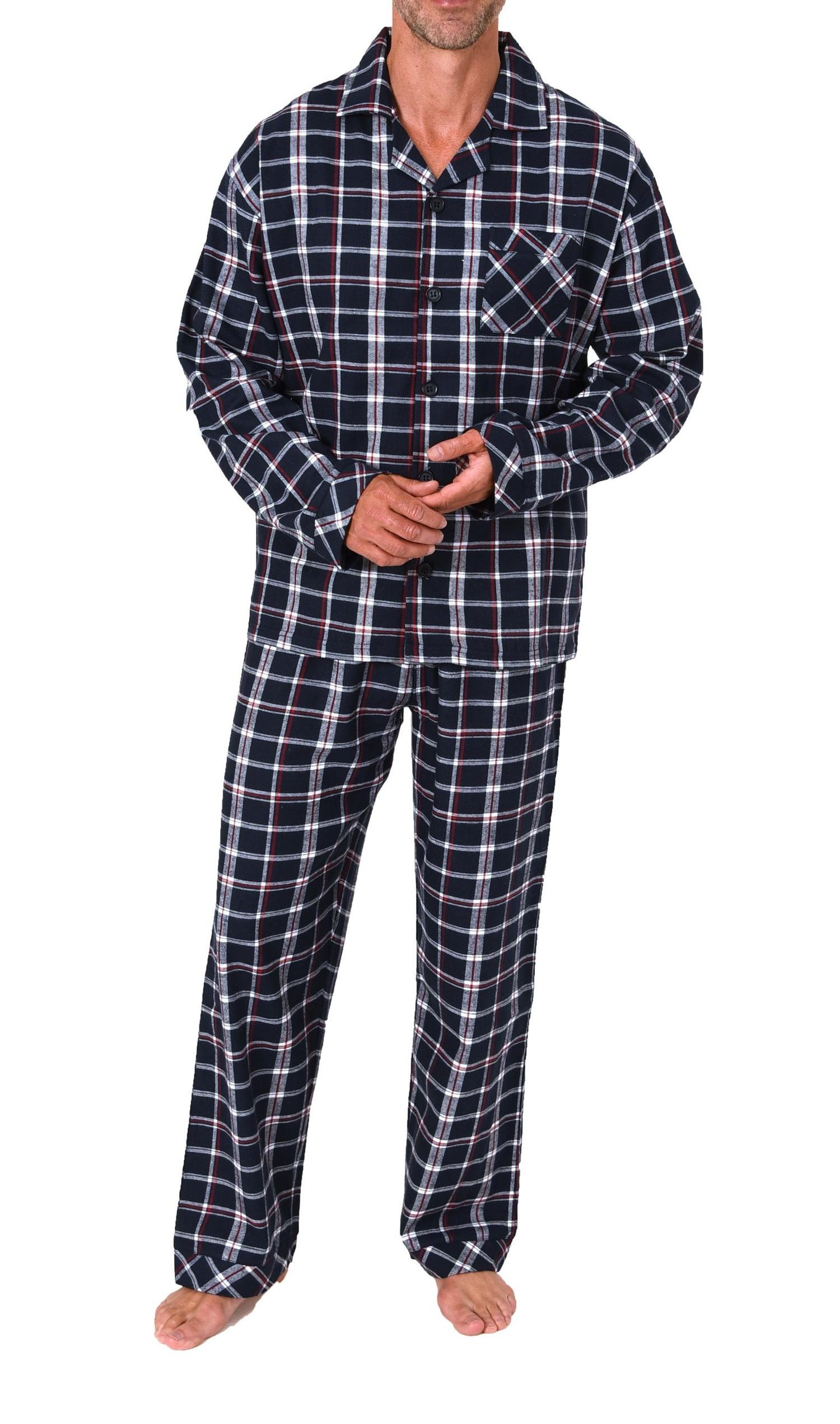 Normann Herren Flanell Schlafanzug Pyjama in eleganter Karo Optik - auch in Übergröße