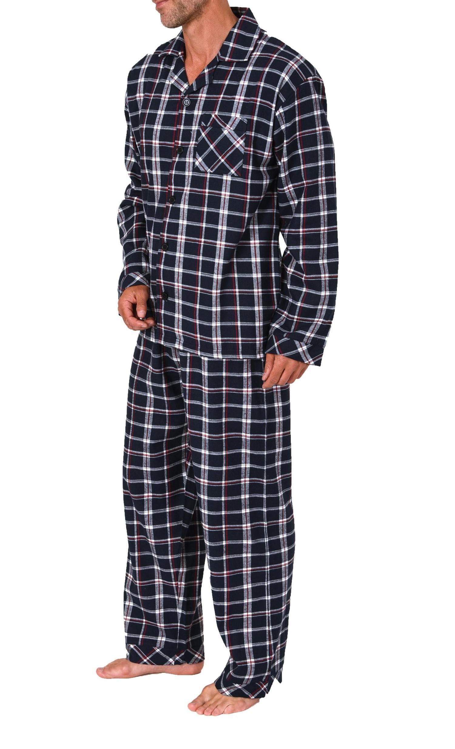 Normann Herren Flanell Schlafanzug Pyjama in eleganter Karo Optik - auch in Übergröße