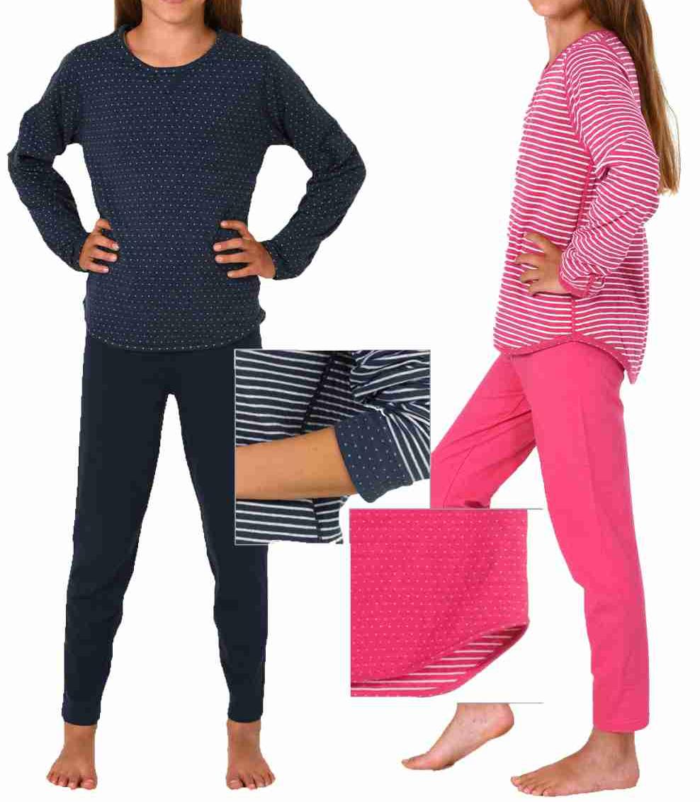 Mädchen Pyjama langarm Schlafanzug zum wenden - 2 Designs in einem Style Mädchen Pyjama langarm Schlafanzug zum wenden - 2 Designs in einem Style