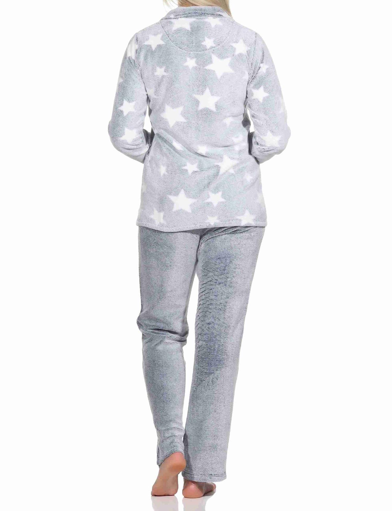 Damen Hausanzug in Sterneoptik aus kuschelig warmen Coralfleece