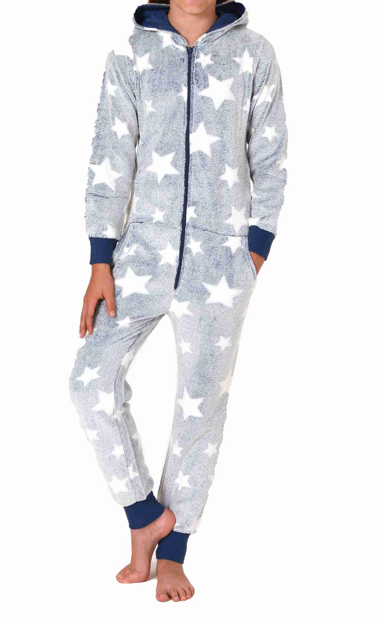 Mädchen Schlafanzug Jumpsuit Overall in Sterneoptik aus kuschelig warmen Coralfleece Mädchen Schlafanzug Jumpsuit Overall in Sterneoptik aus kuschelig warmen Coralfleece