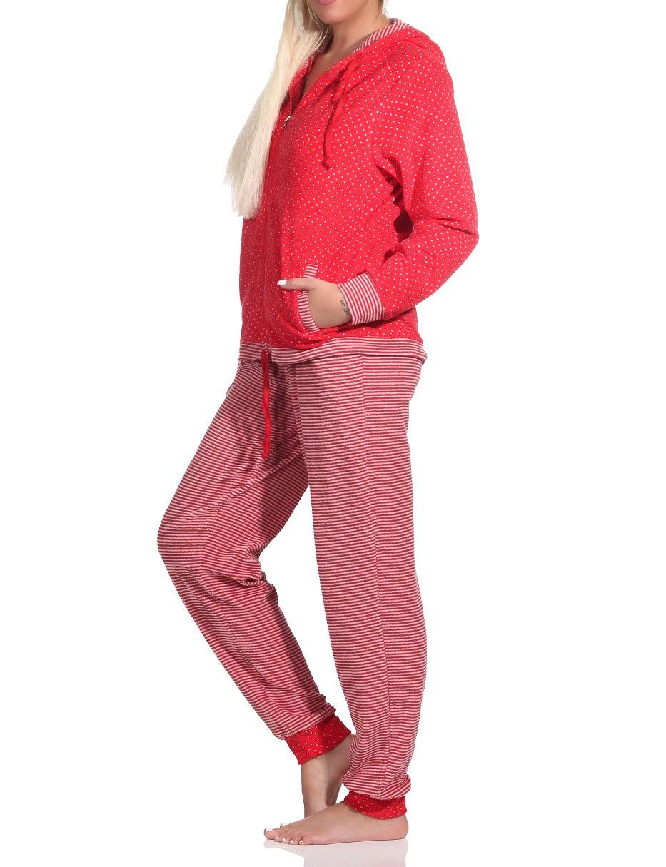 Damen Frottee Hausanzug mit Bündchen im Tupfen- und Ringeldesign - auch in Übergrößen Damen Frottee Hausanzug mit Bündchen im Tupfen- und Ringeldesign - auch in Übergrössen