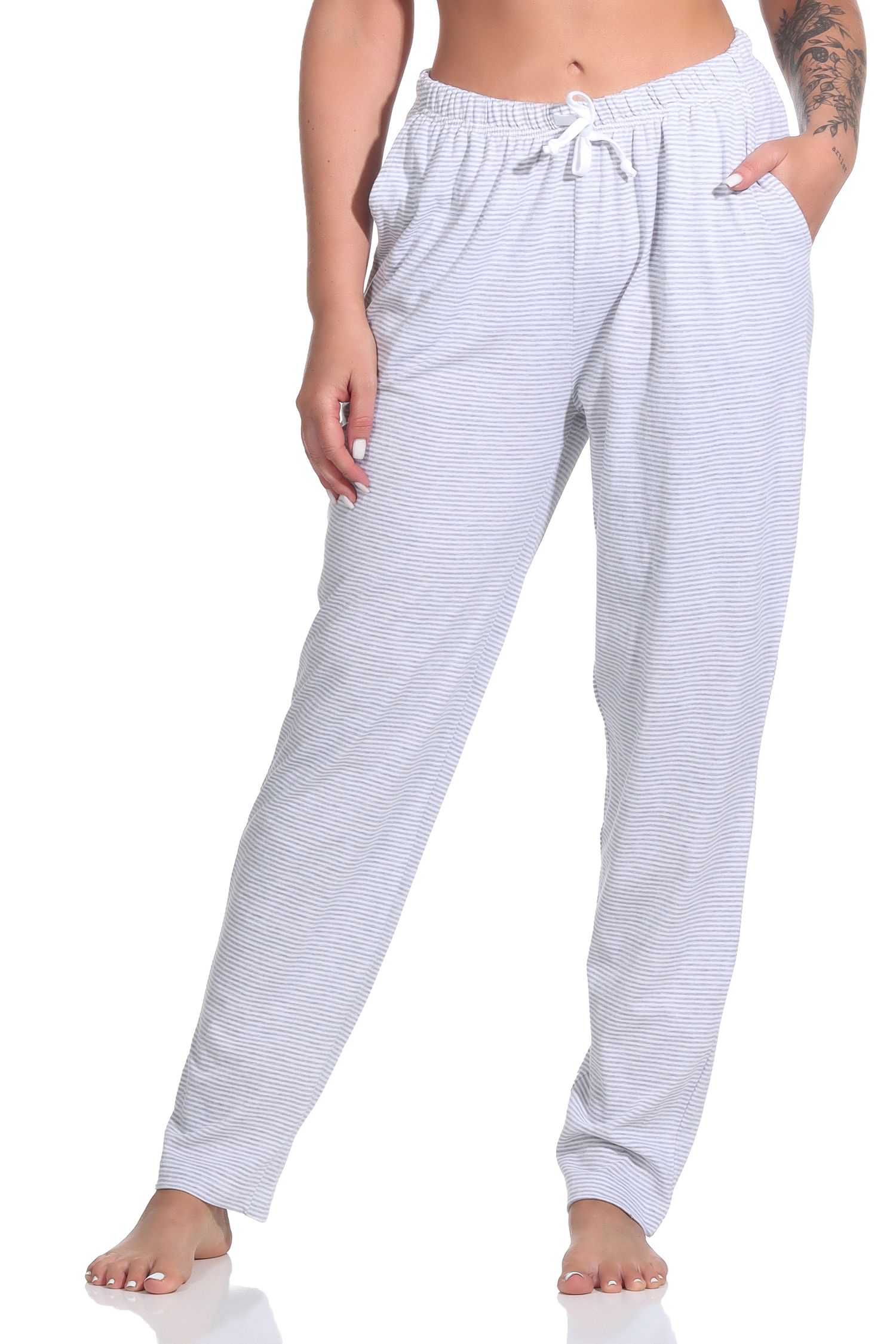Damen Schlafanzug Pyjama Hose lang Mix & Match in Streifenoptik - perfekt zu kombinieren