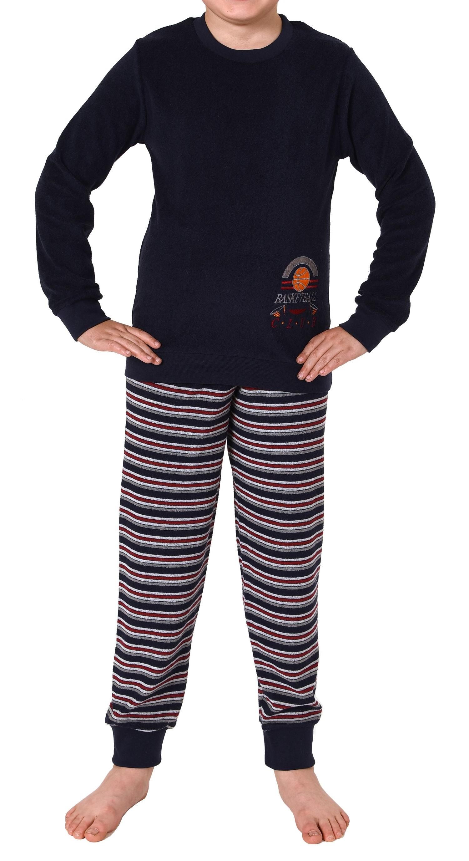 Jungen Frottee langarm Schlafanzug Pyjama mit Bündchen und Basketball-Motiv Jungen Frottee langarm Schlafanzug Pyjama mit Bündchen und Basketball-Motiv