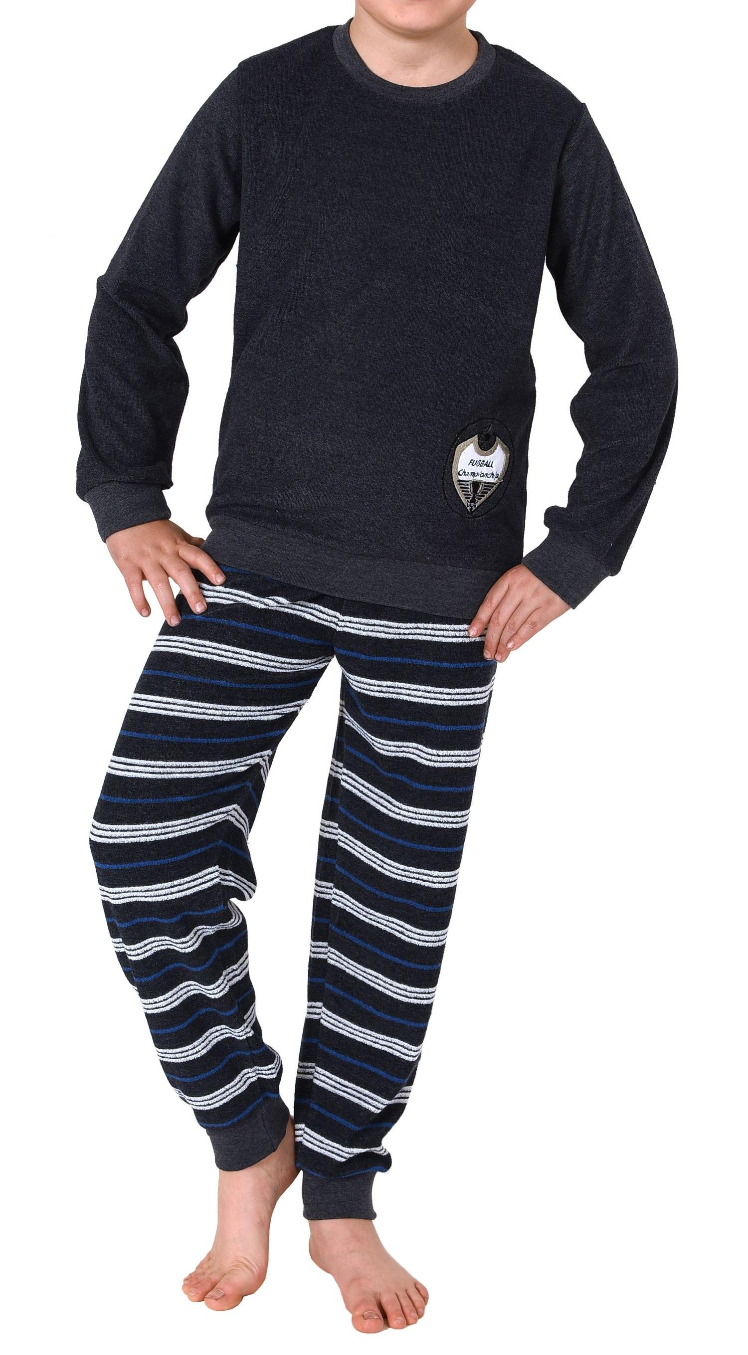 Cooler Jungen Frottee langarm Schlafanzug Pyjama mit Bündchen und Fussball-Motiv - 222 501 13 806 Cooler Jungen Frottee langarm Schlafanzug Pyjama mit Bündchen und Fussball-Motiv