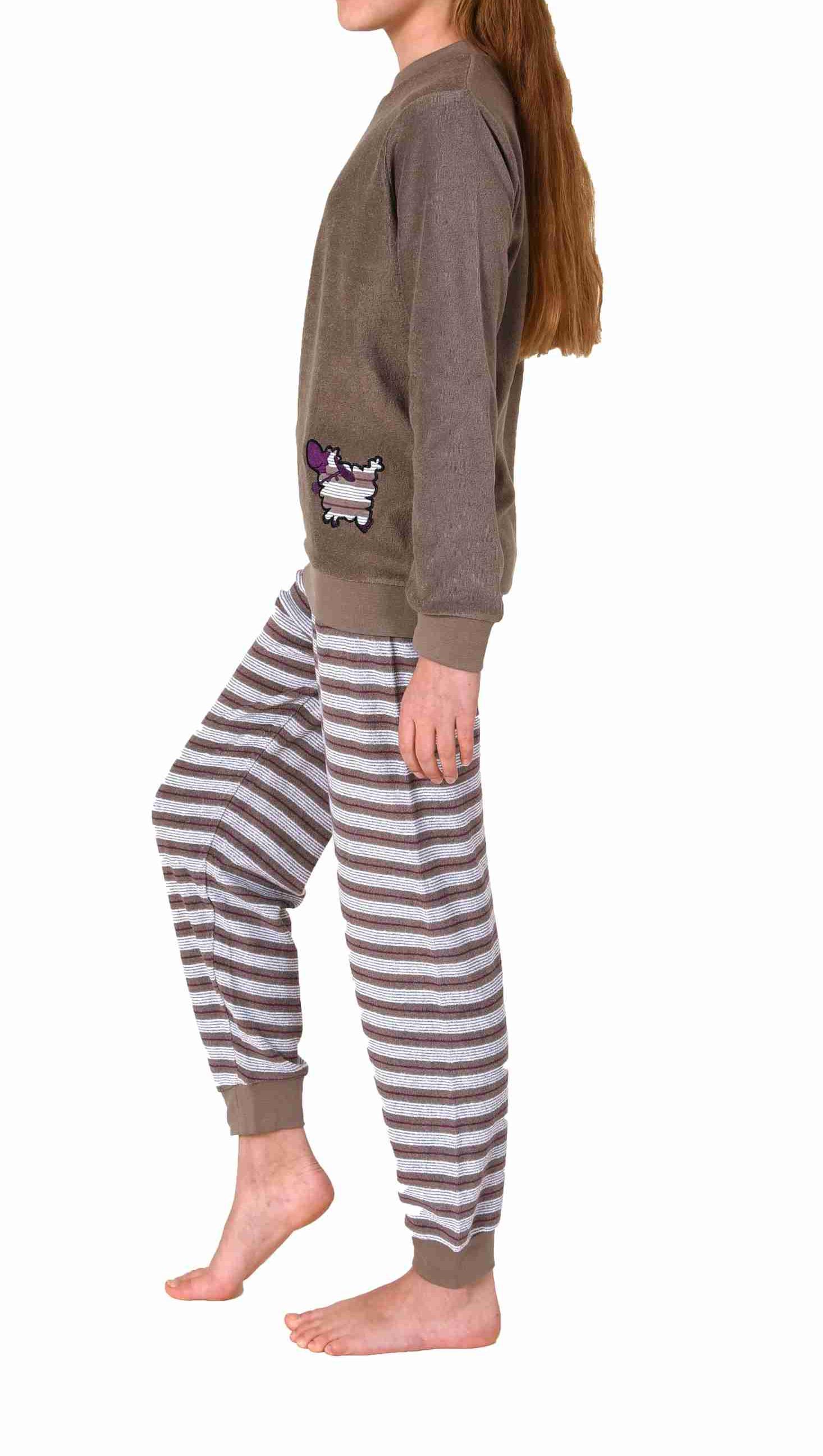 Kuscheliger Mädchen langarm Frottee Schlafanzug Pyjama mit Bündchen und süssen Tiermotiv Kuscheliger Mädchen langarm Frottee Schlafanzug Pyjama mit Bündchen und süssen Tiermotiv