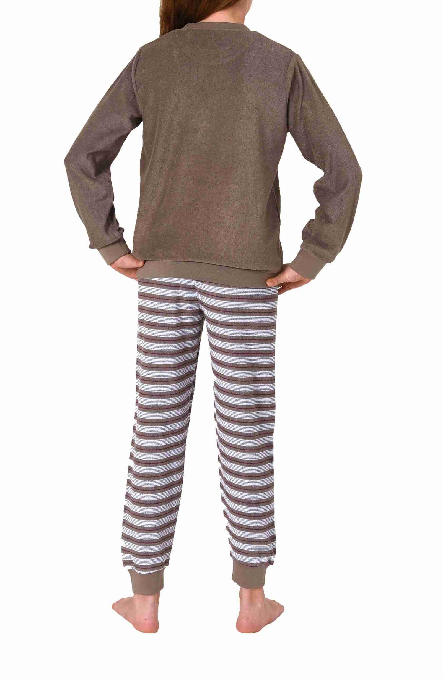 Kuscheliger Mädchen langarm Frottee Schlafanzug Pyjama mit Bündchen und süssen Tiermotiv Kuscheliger Mädchen langarm Frottee Schlafanzug Pyjama mit Bündchen und süssen Tiermotiv