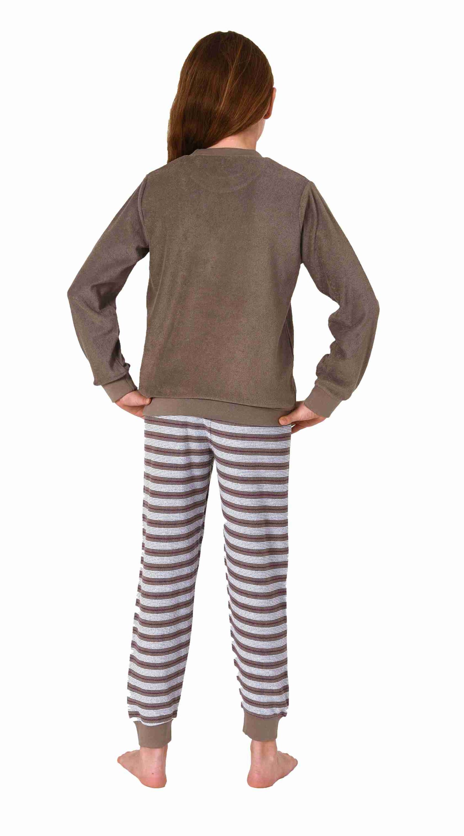 Kuscheliger Mädchen langarm Frottee Schlafanzug Pyjama mit Bündchen und süssen Tiermotiv Kuscheliger Mädchen langarm Frottee Schlafanzug Pyjama mit Bündchen und süssen Tiermotiv