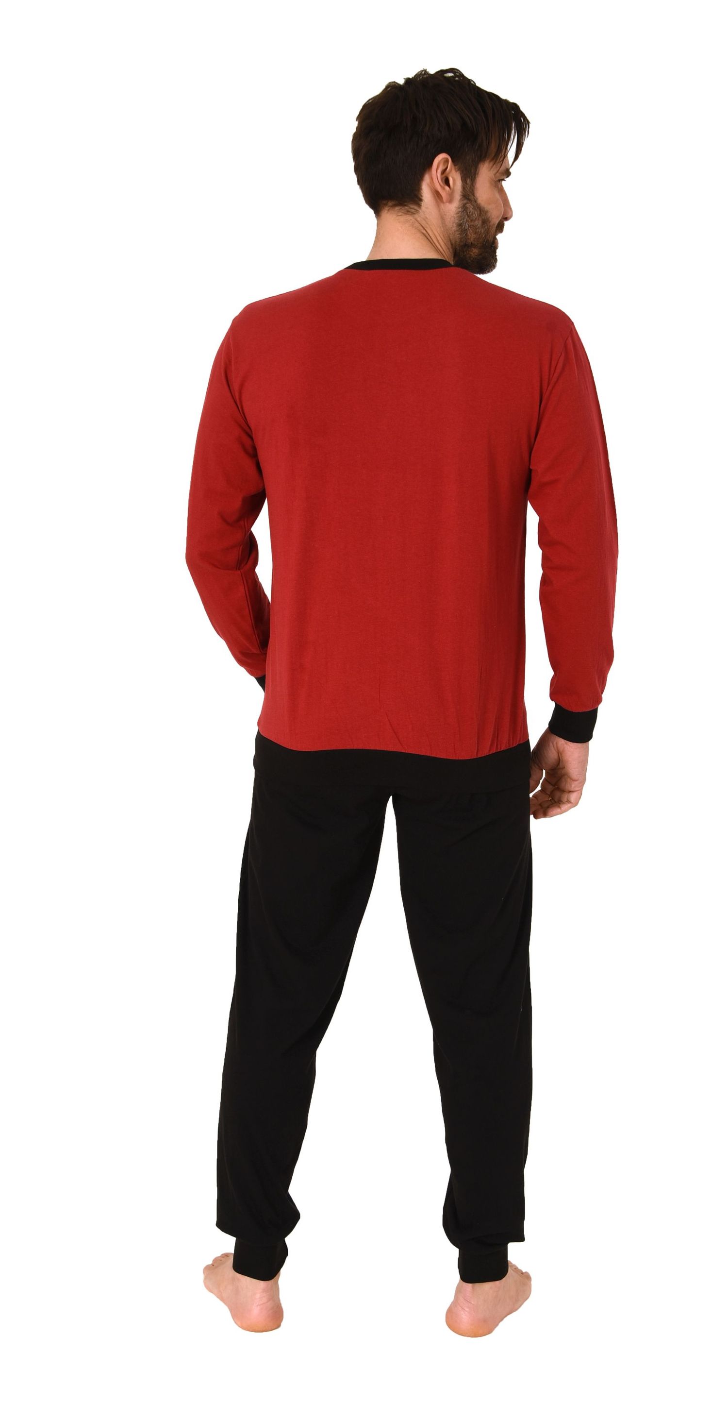 Herren langarm Schlafanzug mit Bündchen Pyjama in tollen Farben und mit Frontprint Herren langarm Schlafanzug mit Bündchen Pyjama in tollen Farben und mit Frontprint
