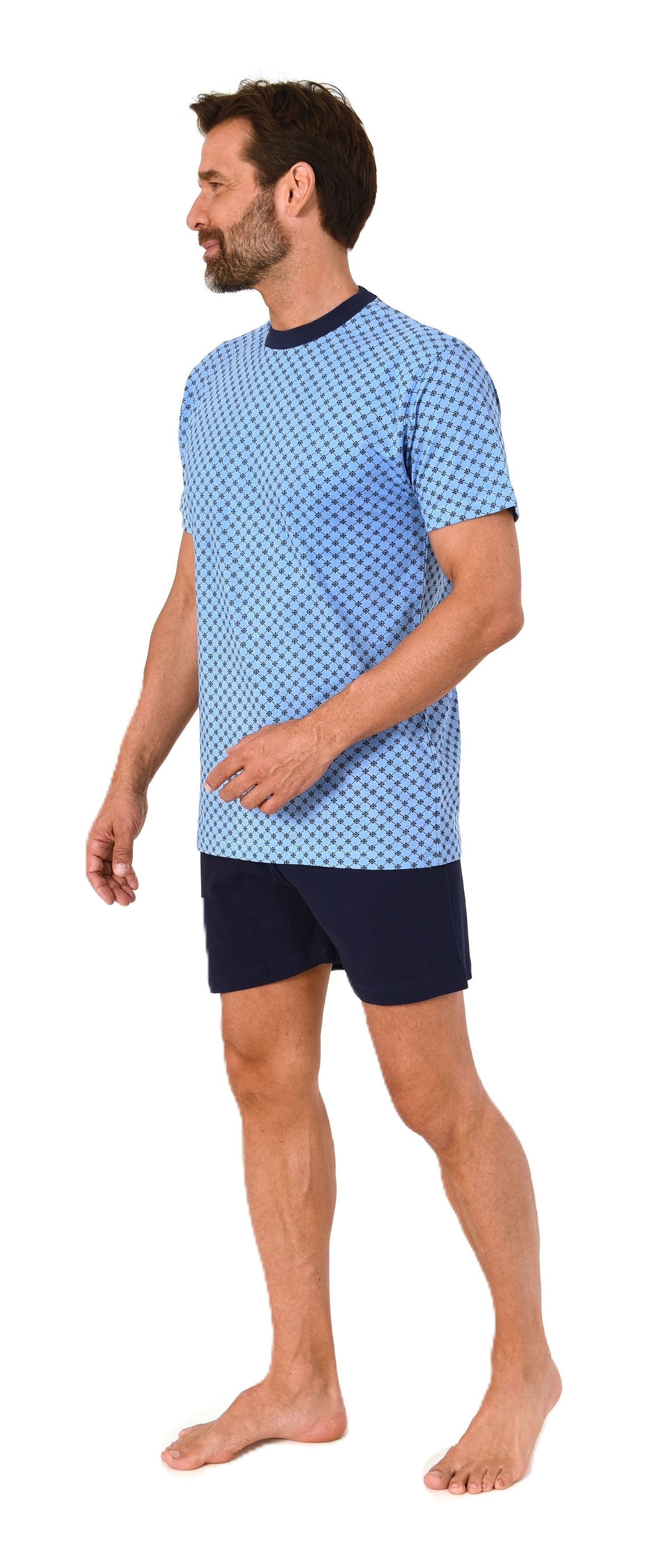 Herren kurzarm Schlafanzug Shorty Pyjama in eleganter Minimal-Print-Optik Herren kurzarm Schlafanzug Shorty Pyjama in eleganter Minimal-Print-Optik