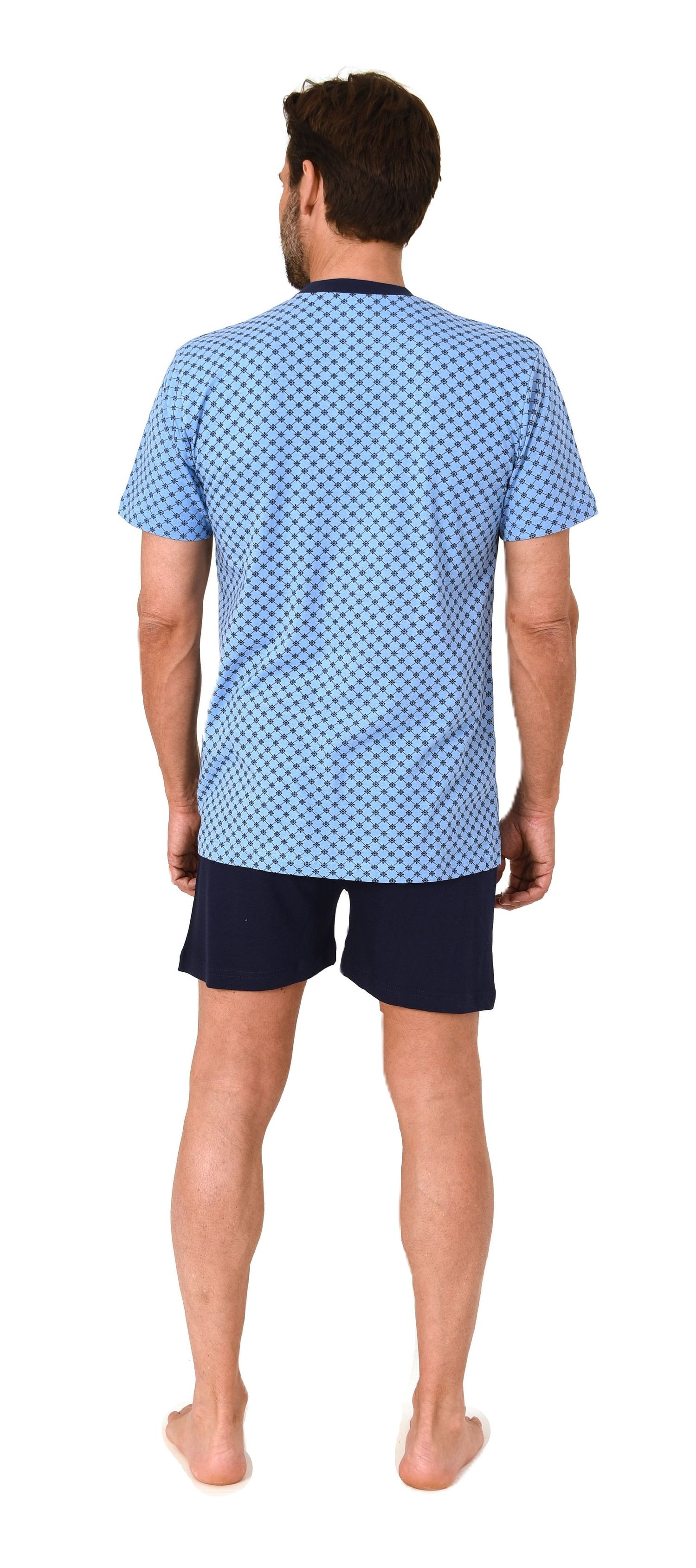 Herren kurzarm Schlafanzug Shorty Pyjama in eleganter Minimal-Print-Optik Herren kurzarm Schlafanzug Shorty Pyjama in eleganter Minimal-Print-Optik